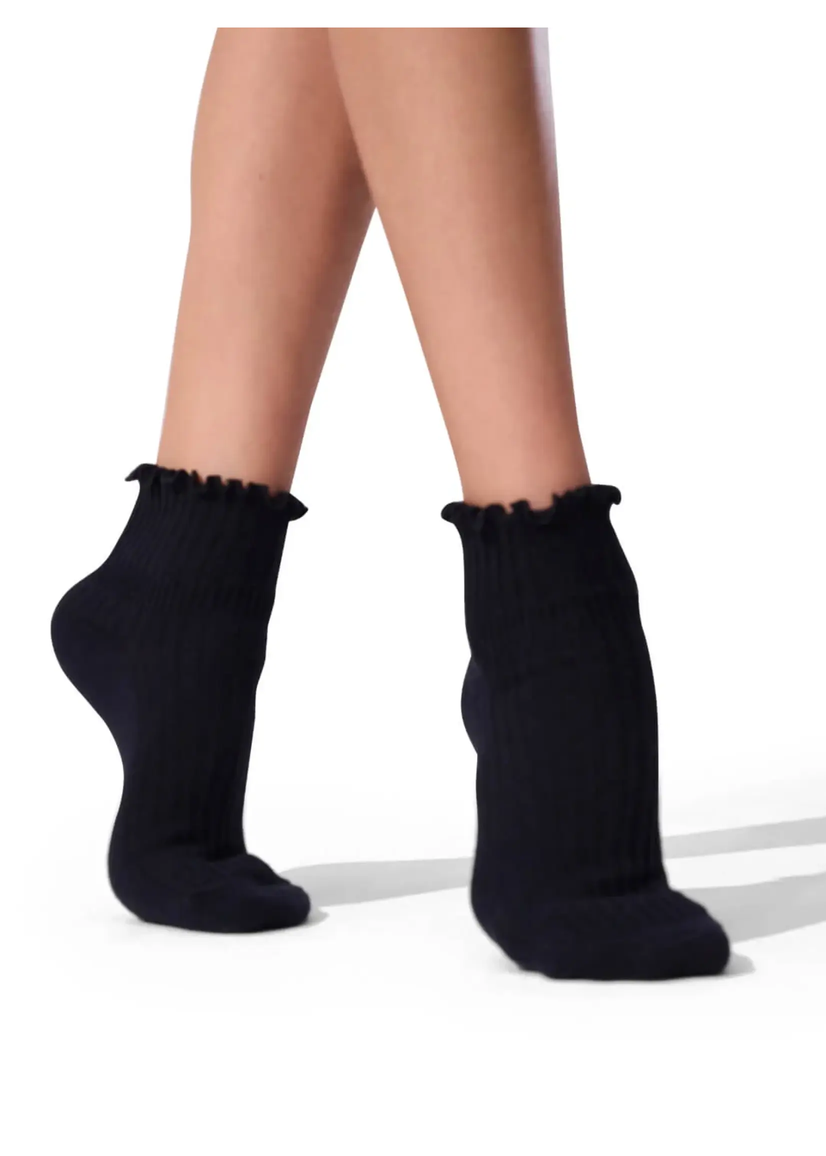 CAPEZIO & BUNHEADS ABG107C SCALLOPED EDGE SOCK - SET OF 3 (PINK, WHITE, BLACK)