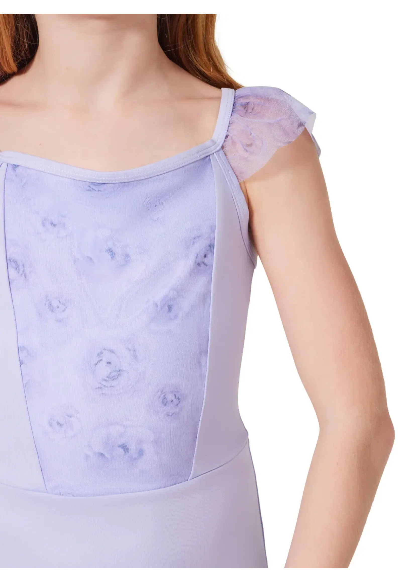 CAPEZIO & BUNHEADS AF12430C COMING UP ROSES PRIMROSE MESH FLUTTER SLEEVE LEOTARD