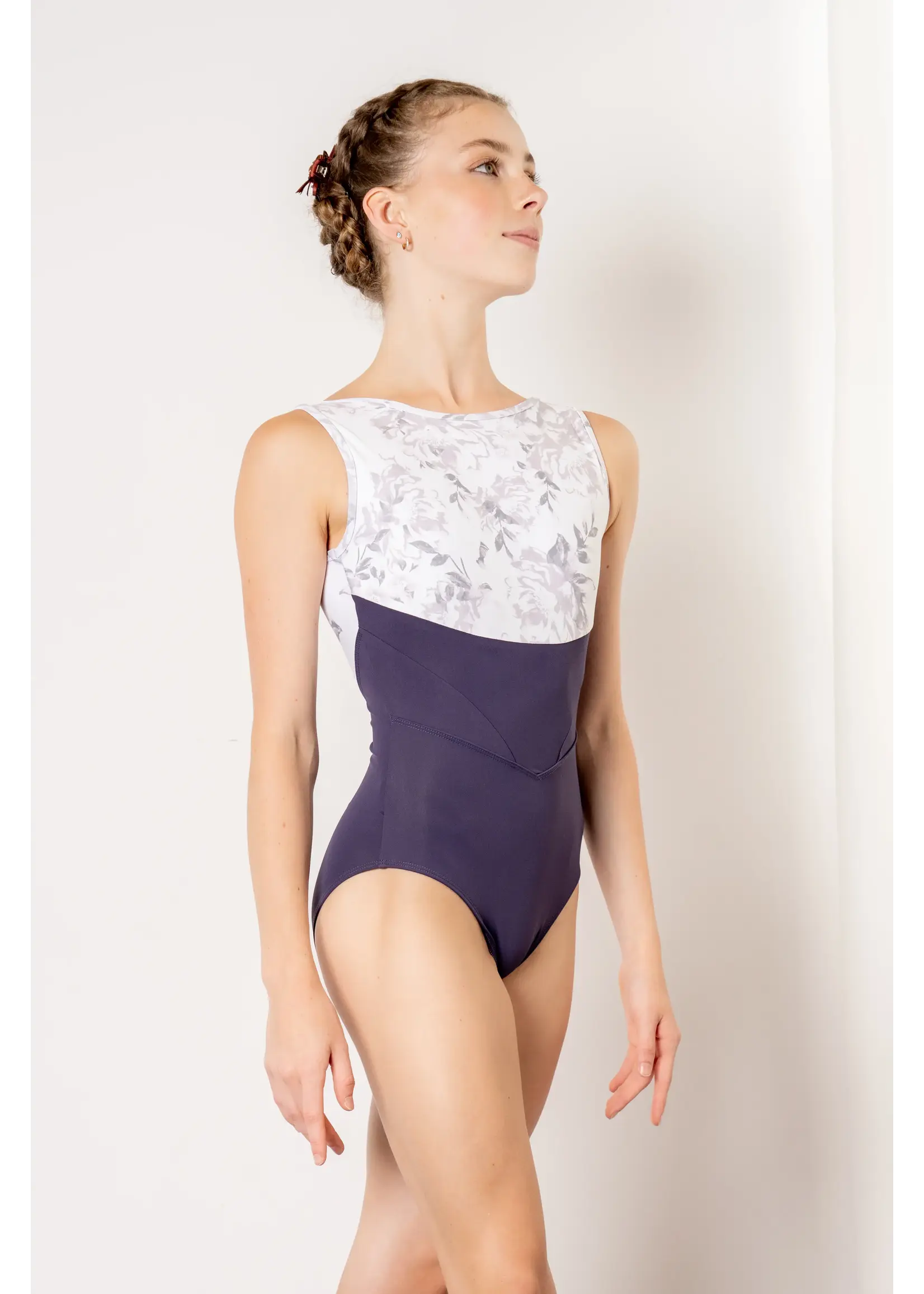 DANSE DE PARIS L0200 BLISSE SUPERHERO BELT BOATNECK TANK LEOTARD WITH SEWN IN COVERAGE