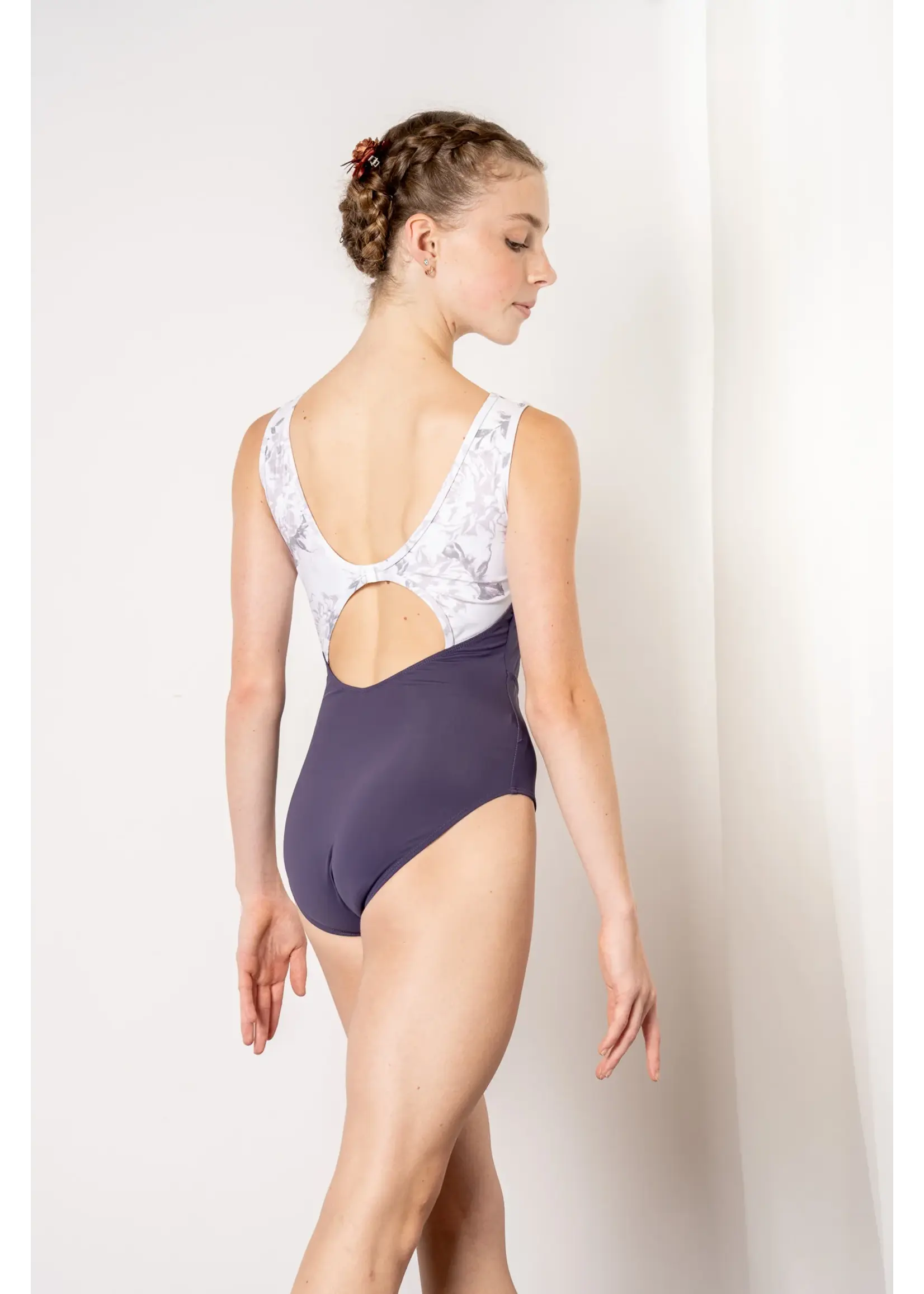 DANSE DE PARIS L0200 BLISSE SUPERHERO BELT BOATNECK TANK LEOTARD WITH SEWN IN COVERAGE