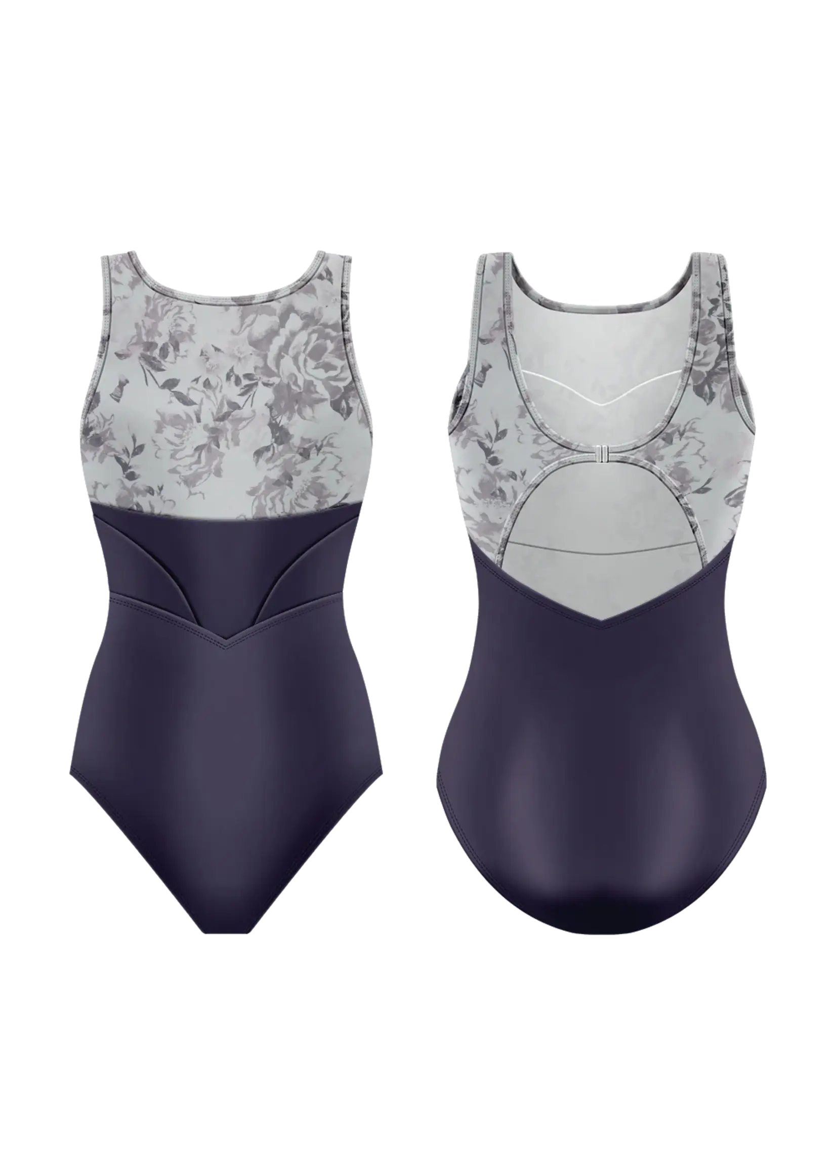 DANSE DE PARIS L0200 BLISSE SUPERHERO BELT BOATNECK TANK LEOTARD WITH SEWN IN COVERAGE