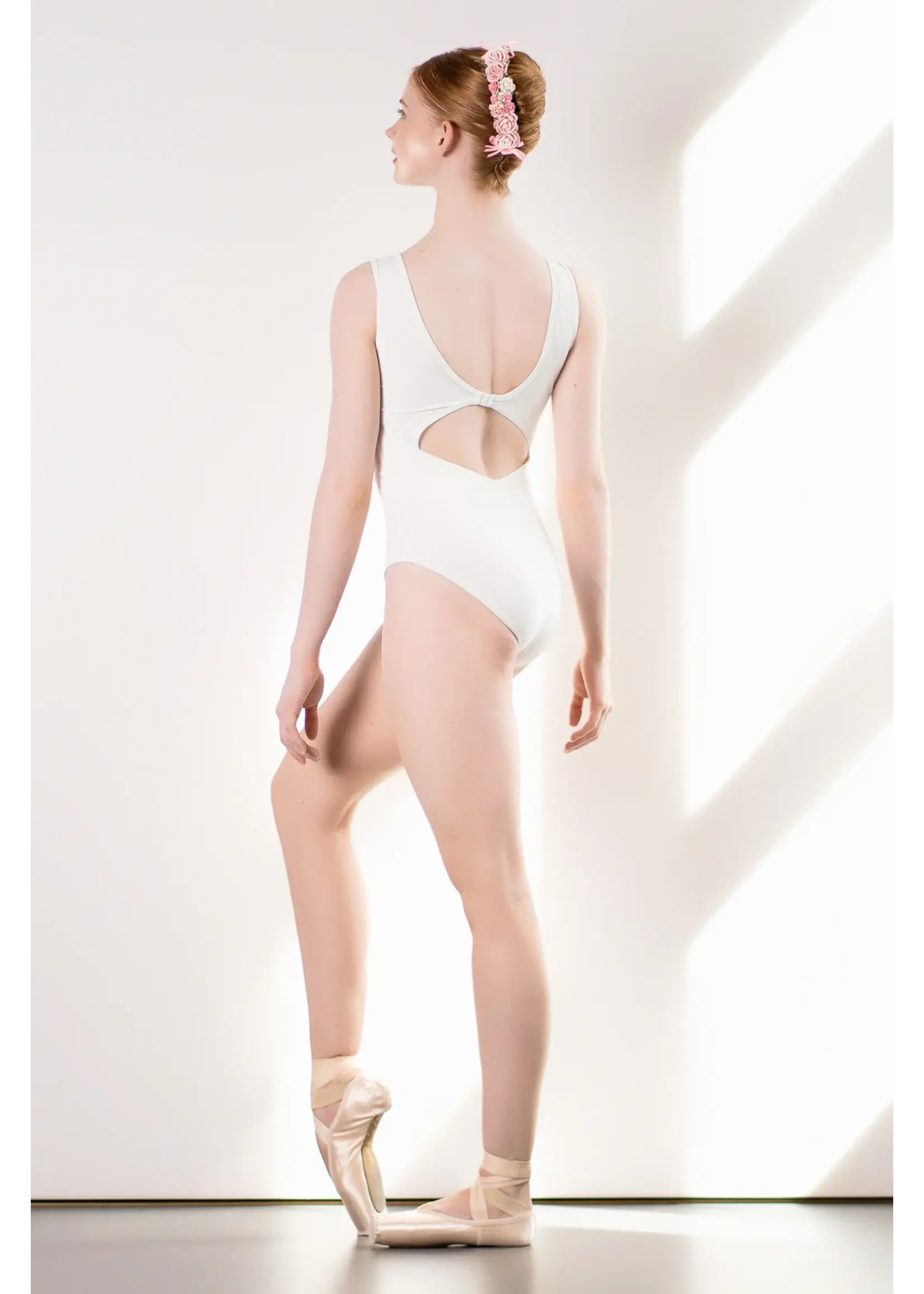 DANSE DE PARIS L0200 BLISSE SUPERHERO BELT BOATNECK TANK LEOTARD WITH SEWN IN COVERAGE