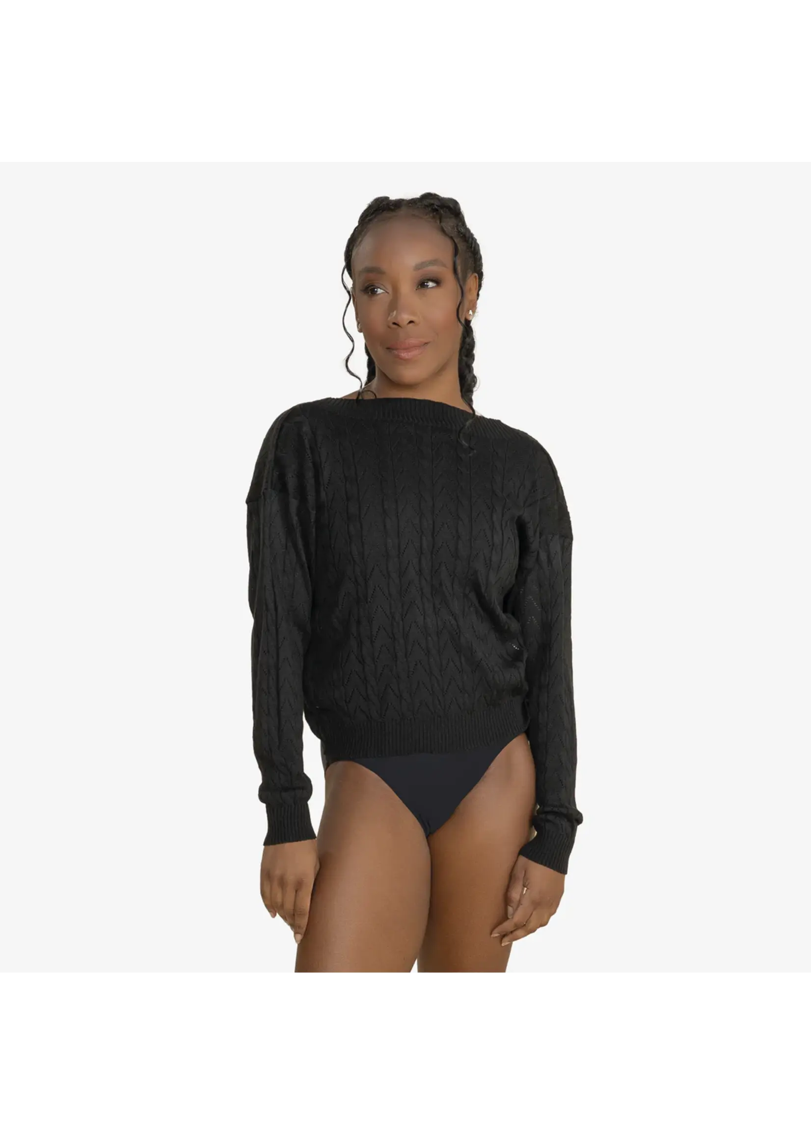 SO DANCA BY36 TWISTED CABLE KNIT PULL OVER SWEATER