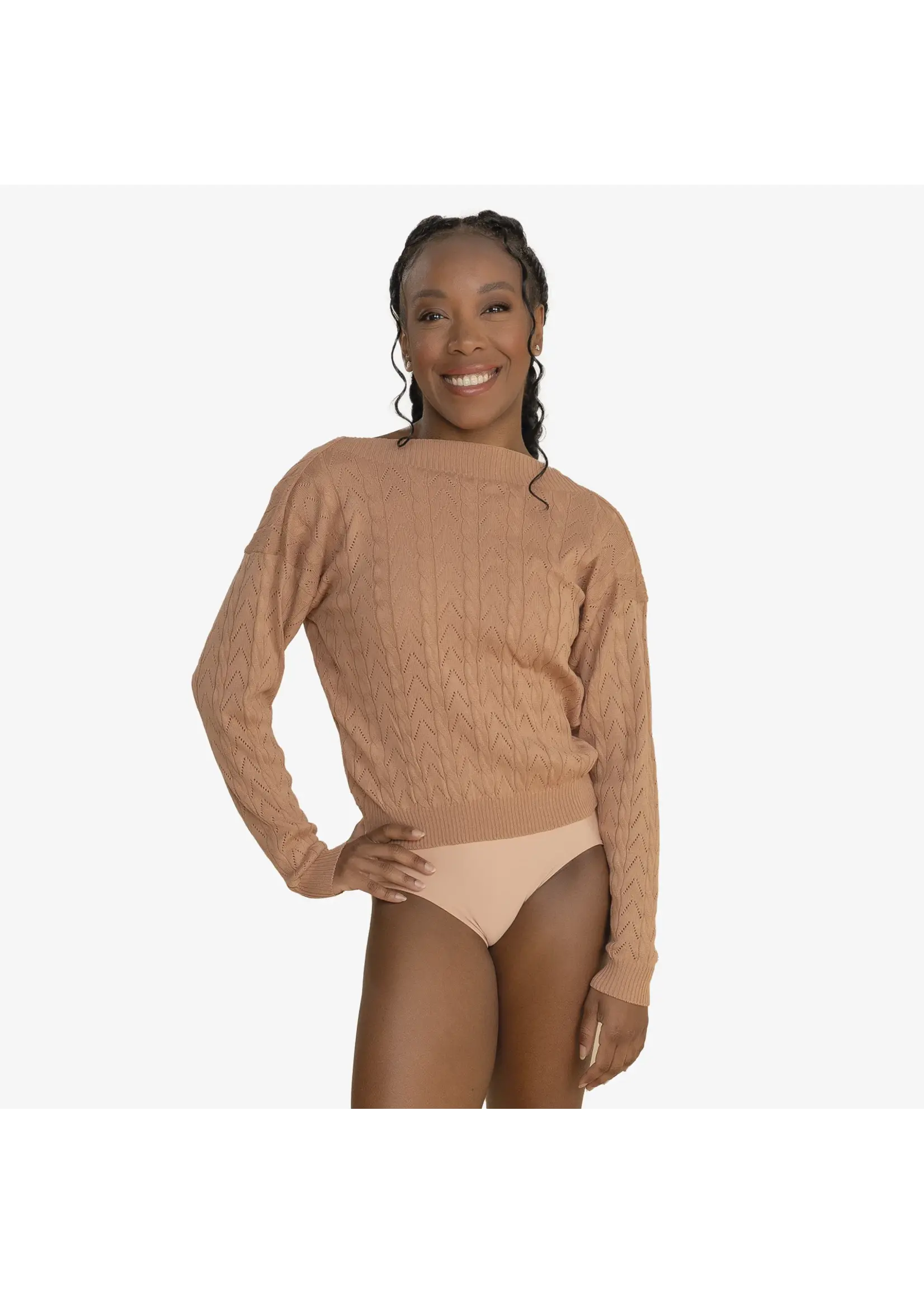 SO DANCA BY36 TWISTED CABLE KNIT PULL OVER SWEATER