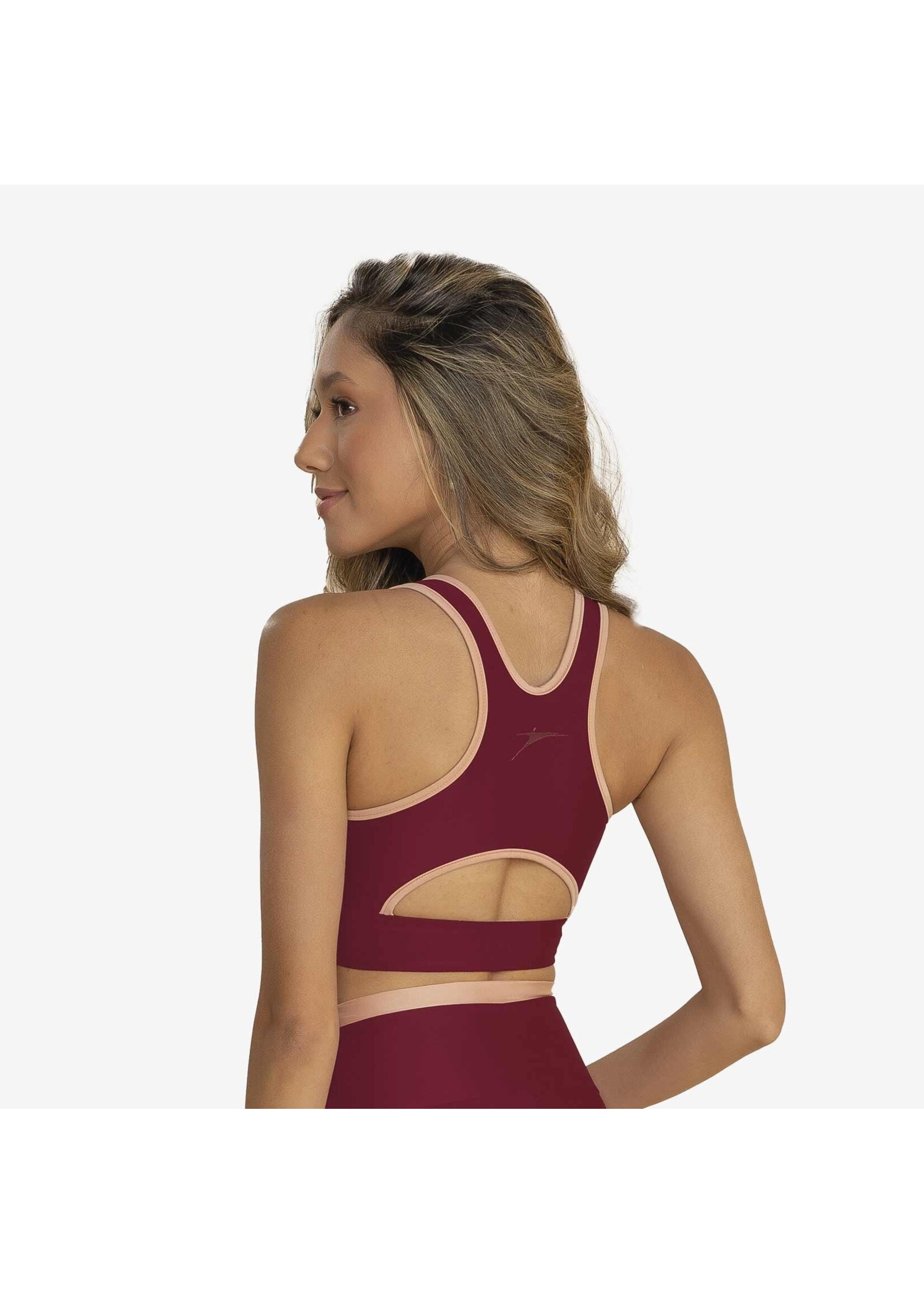 SO DANCA BY37 2 TONE PIPED RACERBACK CROP TOP SPORTS BRA