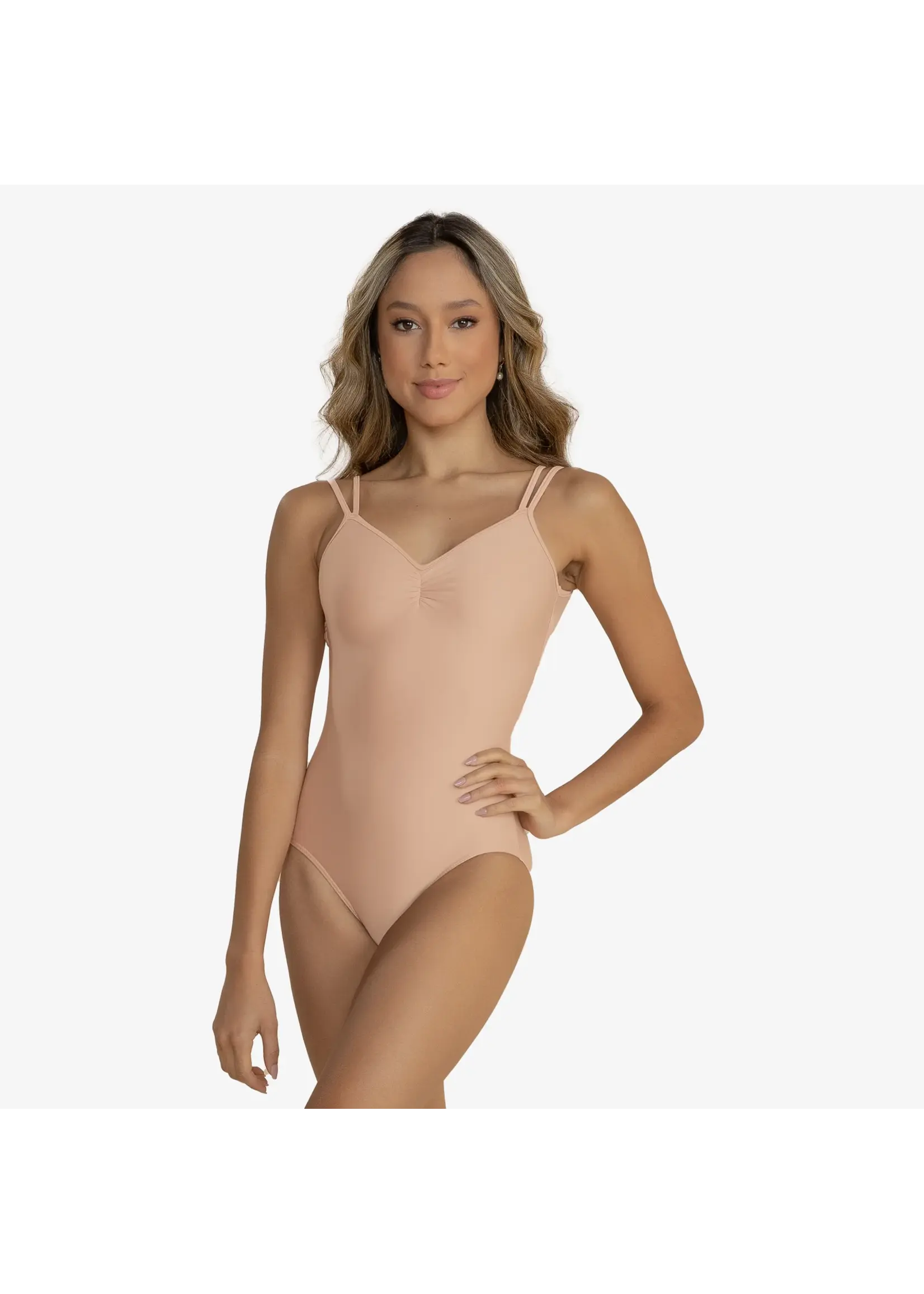 SO DANCA BY27 DIAMOND MESH BACK DOUBLE STRAP CAMISOLE LEOTARD