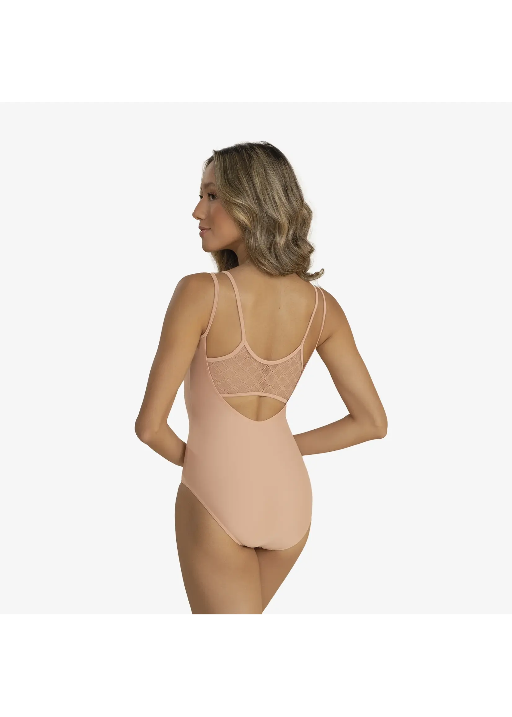 SO DANCA BY27 DIAMOND MESH BACK DOUBLE STRAP CAMISOLE LEOTARD