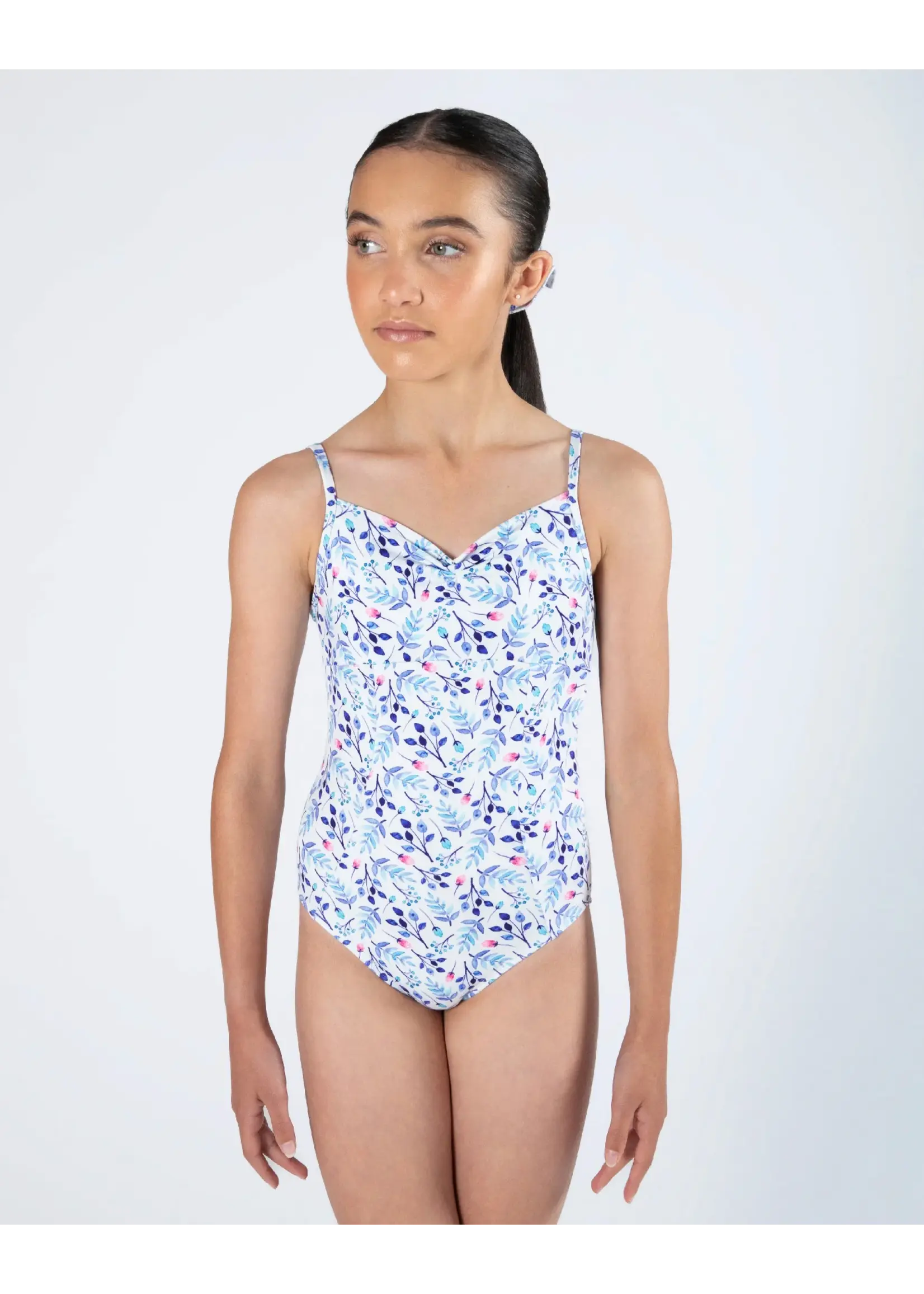 ENERGETIKS ICL183 HARMONY FLORAL PRINT PINCHED FRONT CAMISOLE LEOTARD