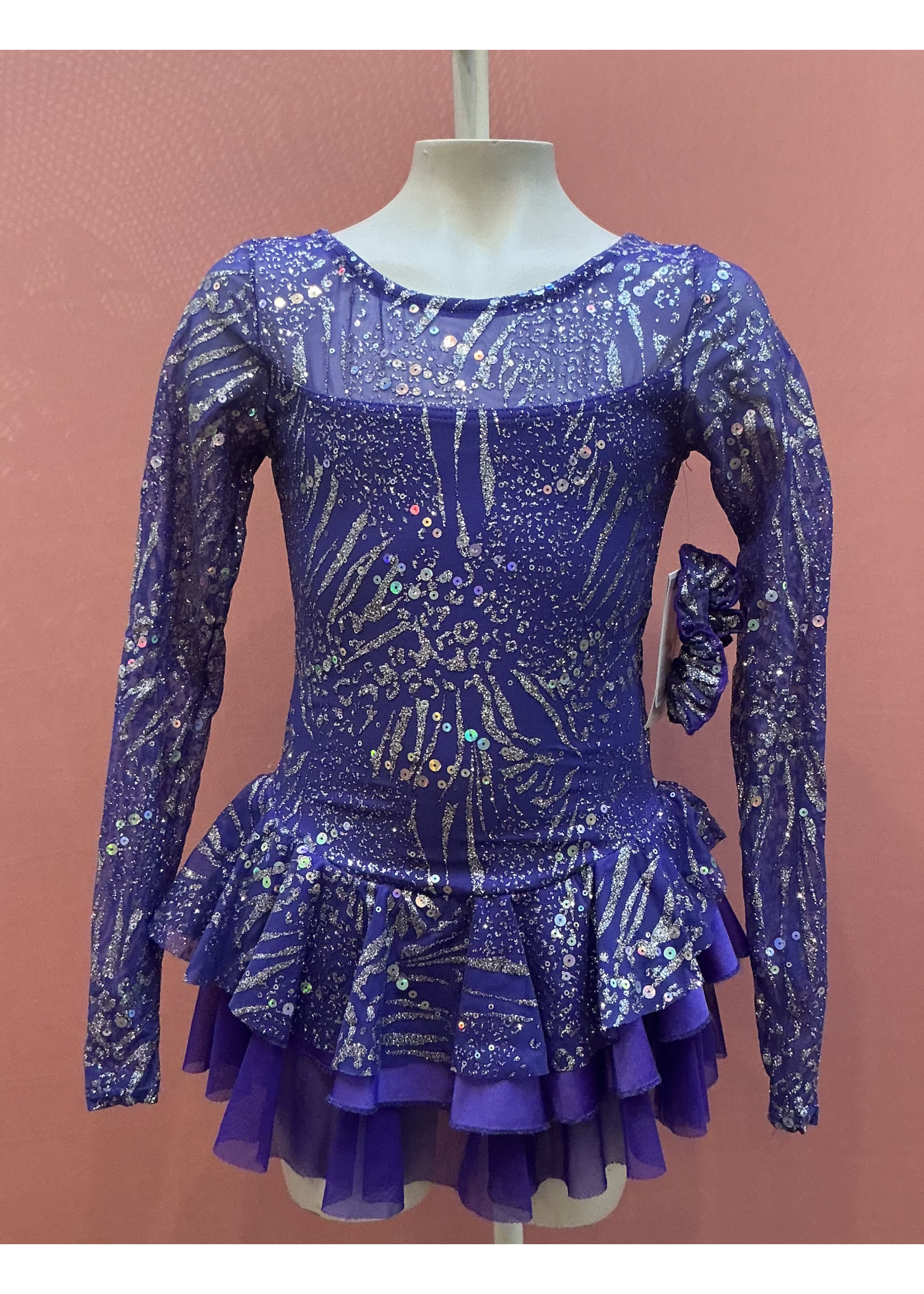 MONDOR 668 ZEBRA SEQUIN LONG SLEEVE SKATE DRESS