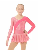 MONDOR 661/667 SHIMMER SPARKLE ASYMMETRICAL CHILDRENS LONG SLEEVE SKATE DRESS