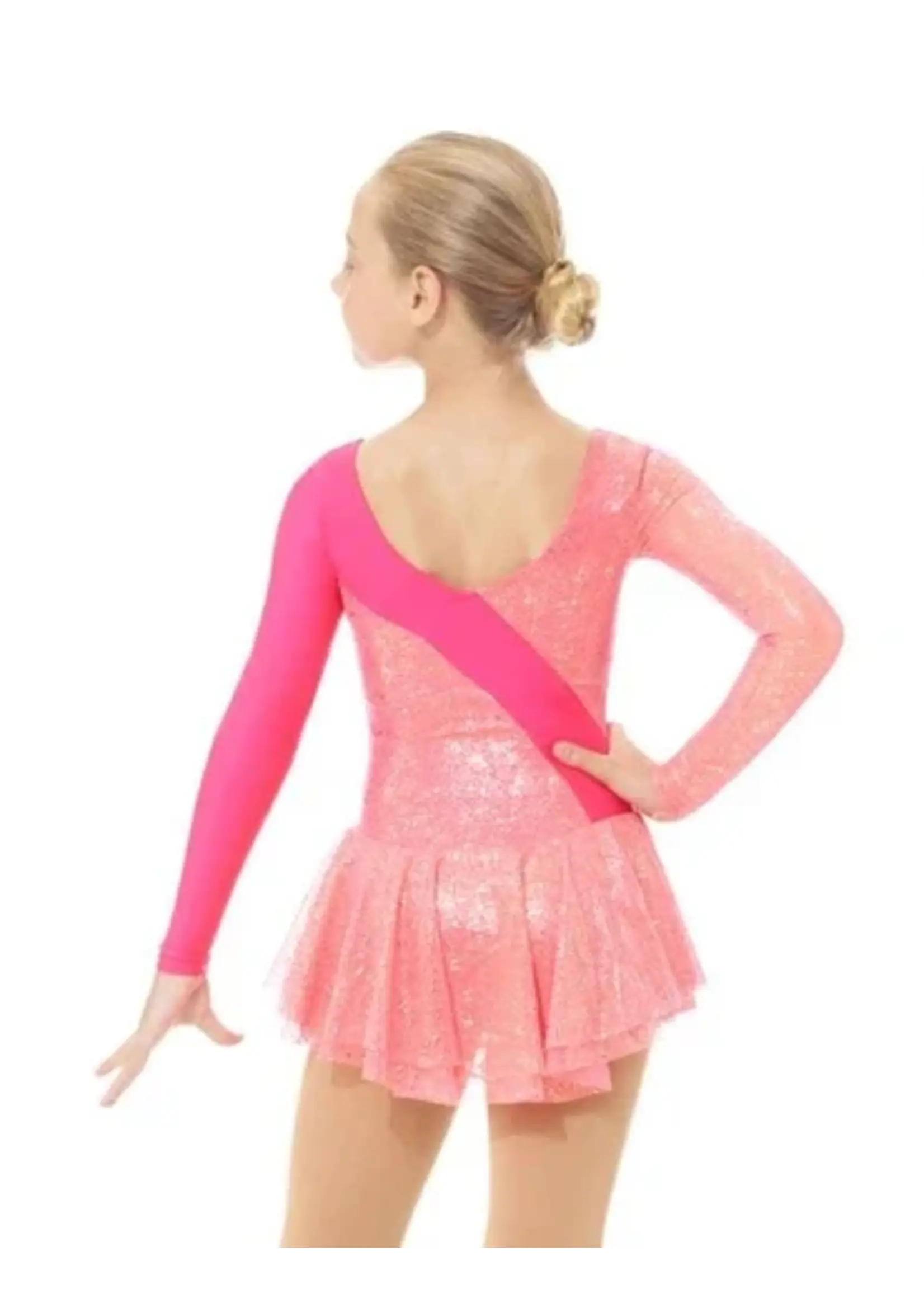 MONDOR 661/667 SHIMMER SPARKLE ASYMMETRICAL CHILDRENS LONG SLEEVE SKATE DRESS