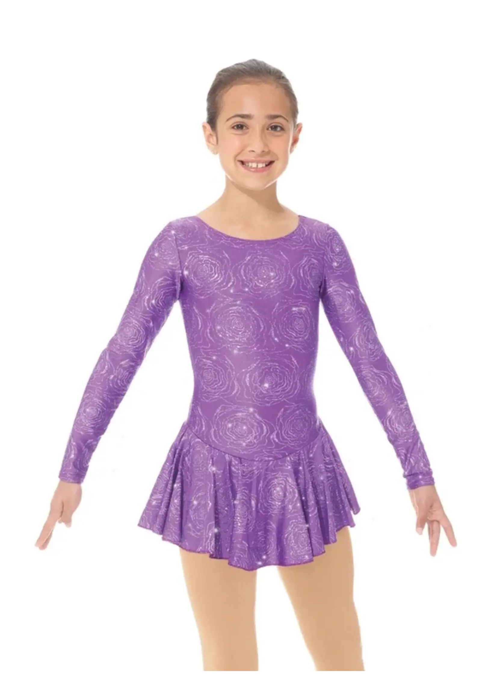 MONDOR 666 PEONY SHIMMER PATTERN CHILDRENS LONG SLEEVE SKATE DRESS