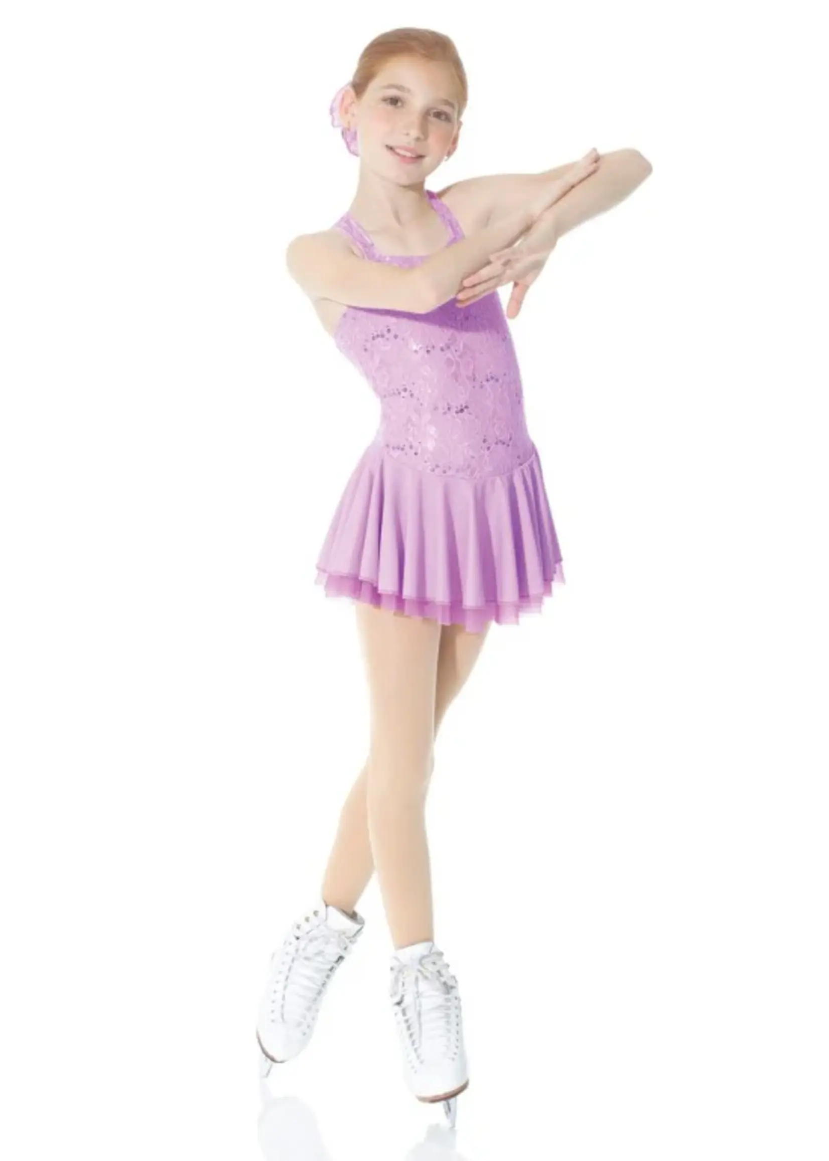 MONDOR 12916 SEQUIN LACE CROSS BACK TANK SKATE DRESS