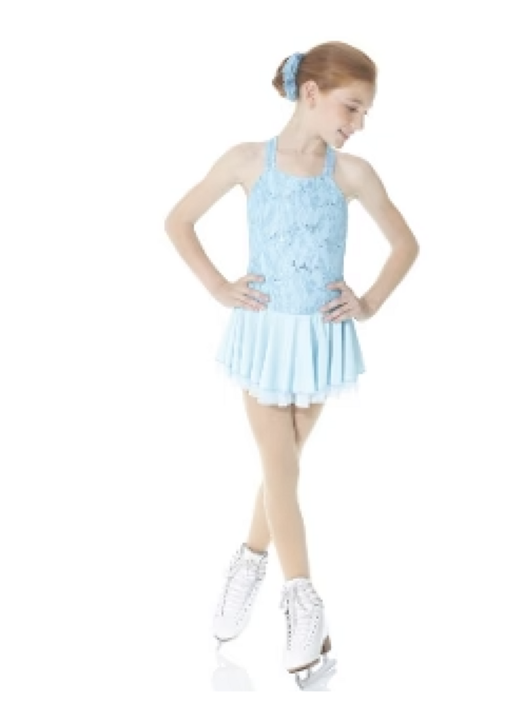 MONDOR 12916 SEQUIN LACE CROSS BACK TANK SKATE DRESS