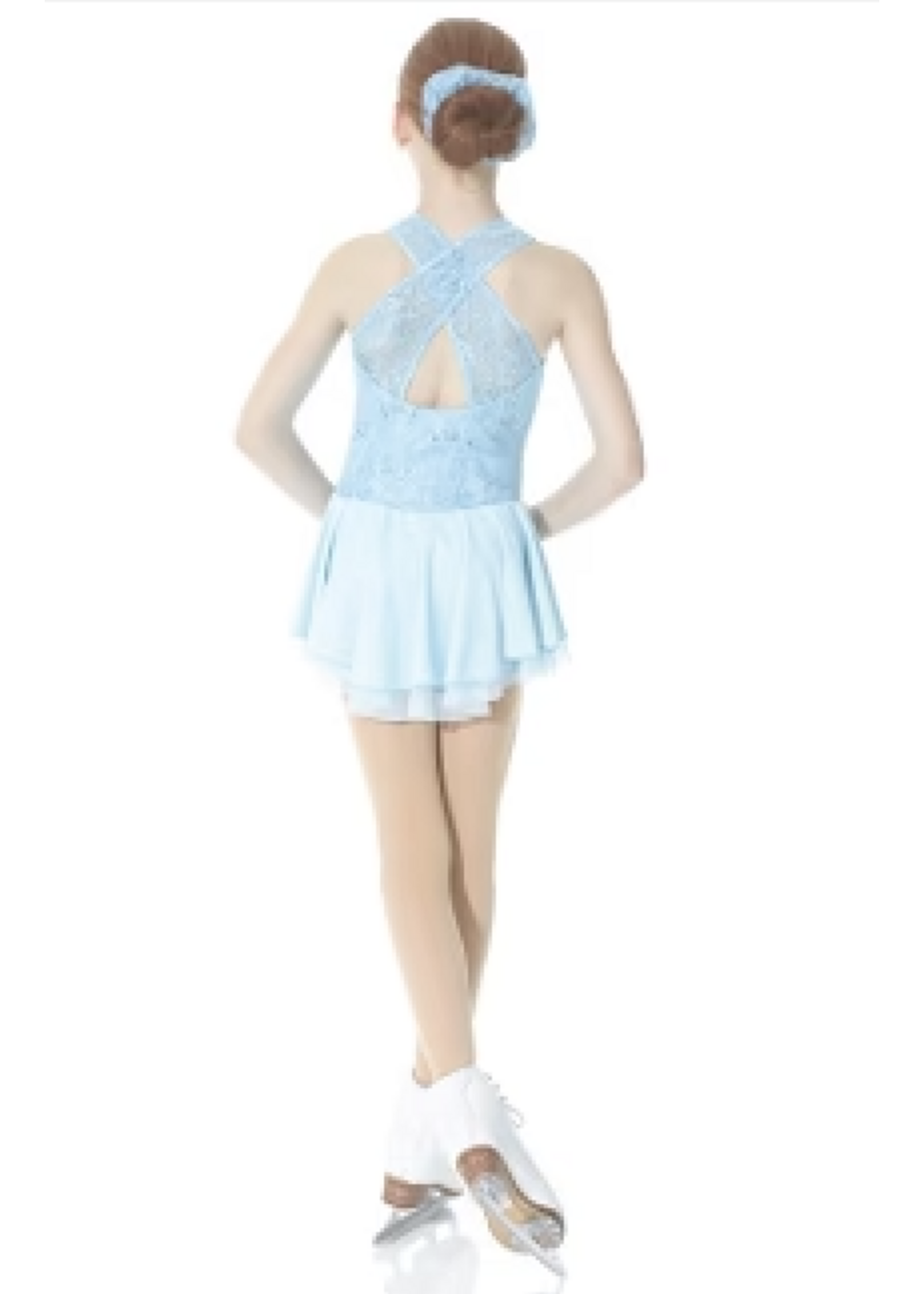 MONDOR 12916 SEQUIN LACE CROSS BACK TANK SKATE DRESS