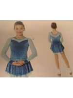 MONDOR VELVET SIMPLE SPARKLE MESH LONG SLEEVE SKATE DRESS 2761-QL