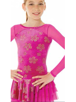 MONDOR VELVET FLOWERS MESH LONG SLEEVE SKATE DRESS 12921-P3