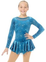 MONDOR VELVET DAISY SWEETHEART MESH COLLAR LONG SLEEVE SKATE DRESS 2760-M8