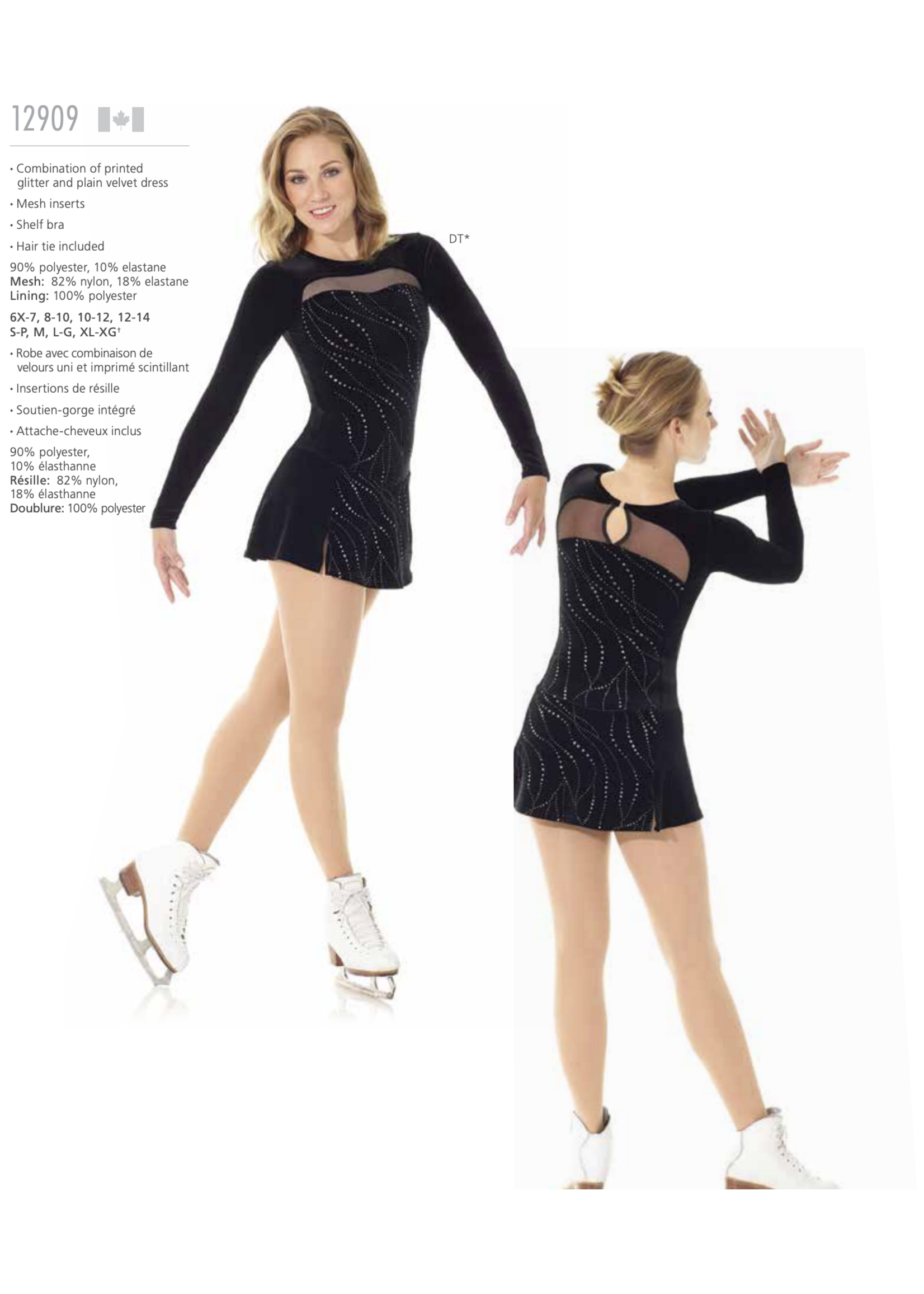 MONDOR CLASSIC VELVET SPARKLE LONG SLEEVE SKATE DRESS 12909-DT