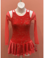 MONDOR VELVET SWIRL OFF THE SHOULDER MESH SLEEVE SKATE DRESS 12924-5M