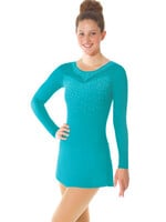 MONDOR SPARKLE LONG SLEEVE SKATE DRESS WITH SLIT SKIRT 640-AQ