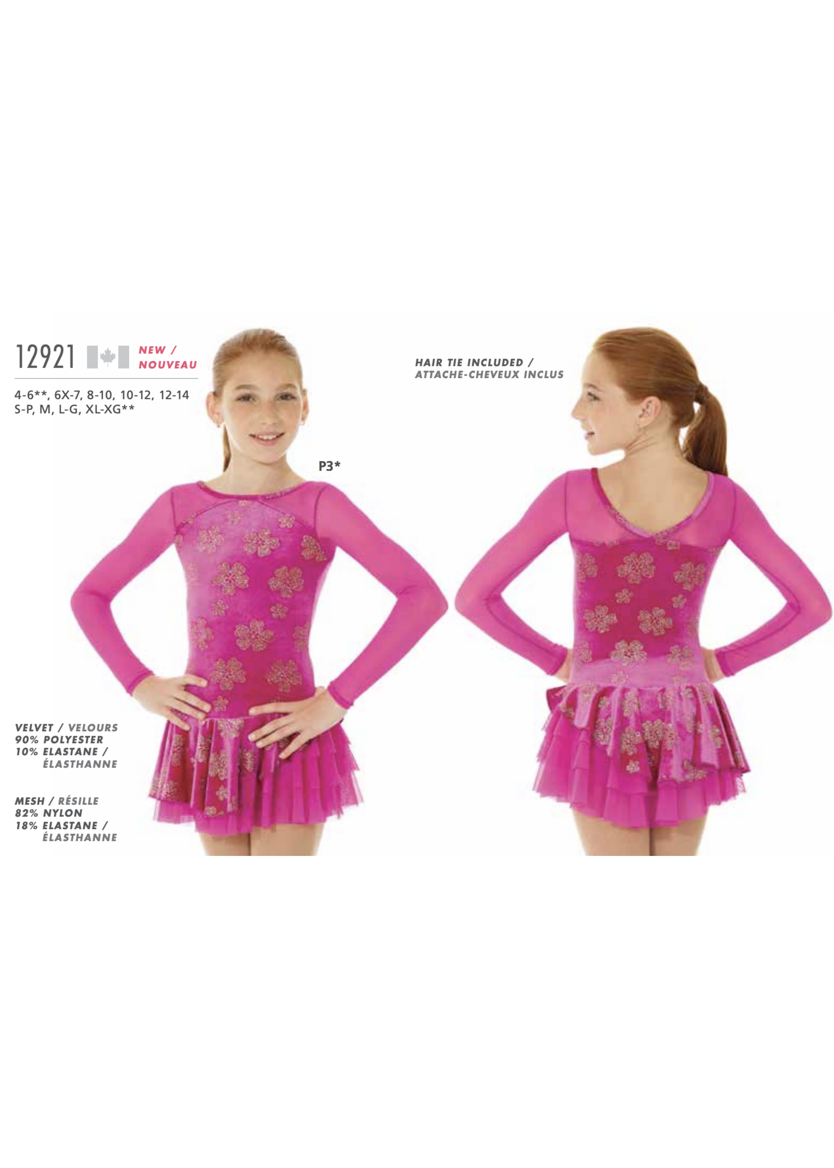 MONDOR VELVET FLOWERS MESH LONG SLEEVE SKATE DRESS 12921-P3