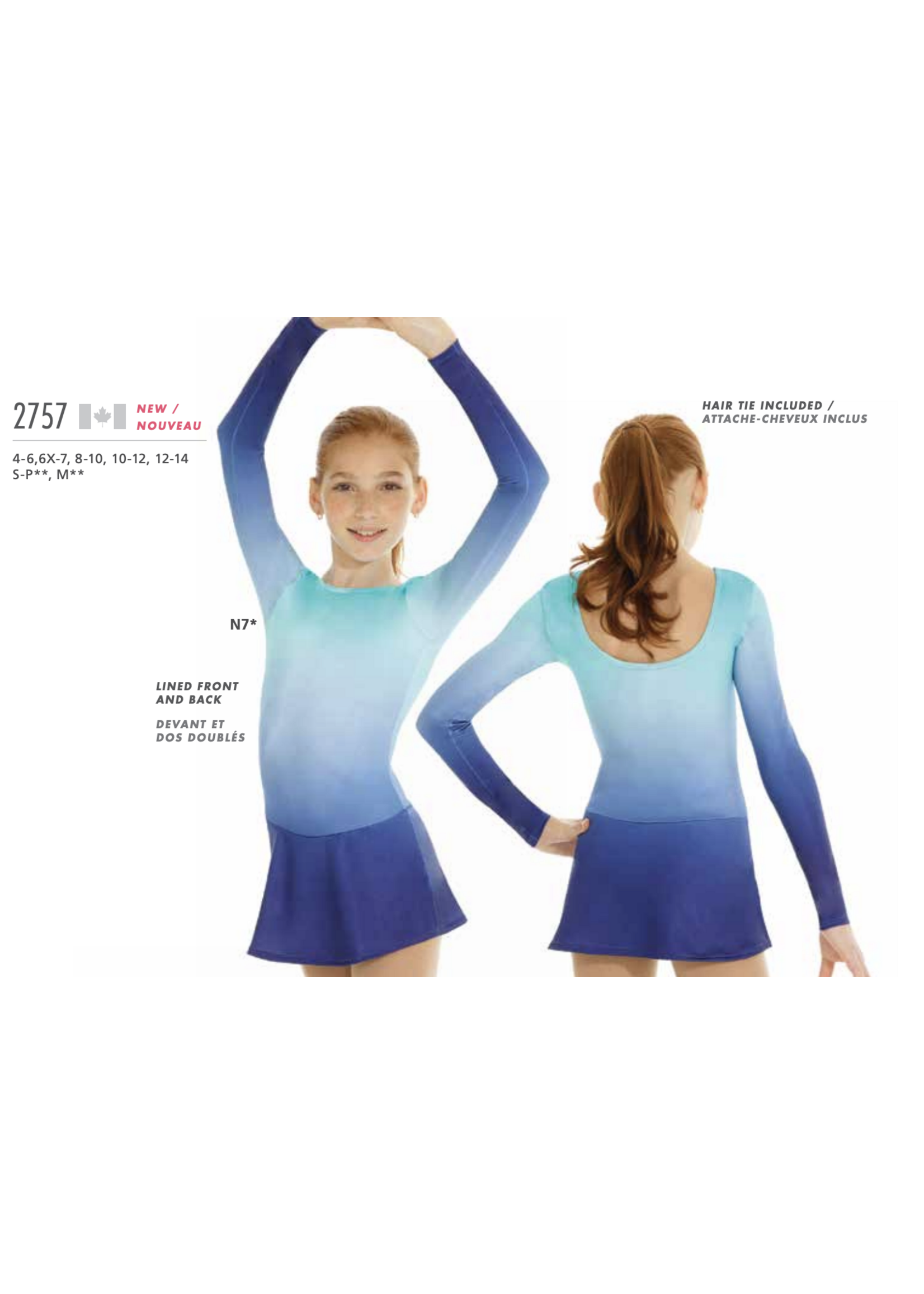 MONDOR 2757 OMBRE COLOR CHILDRENS LONG SLEEVE SKATE DRESS