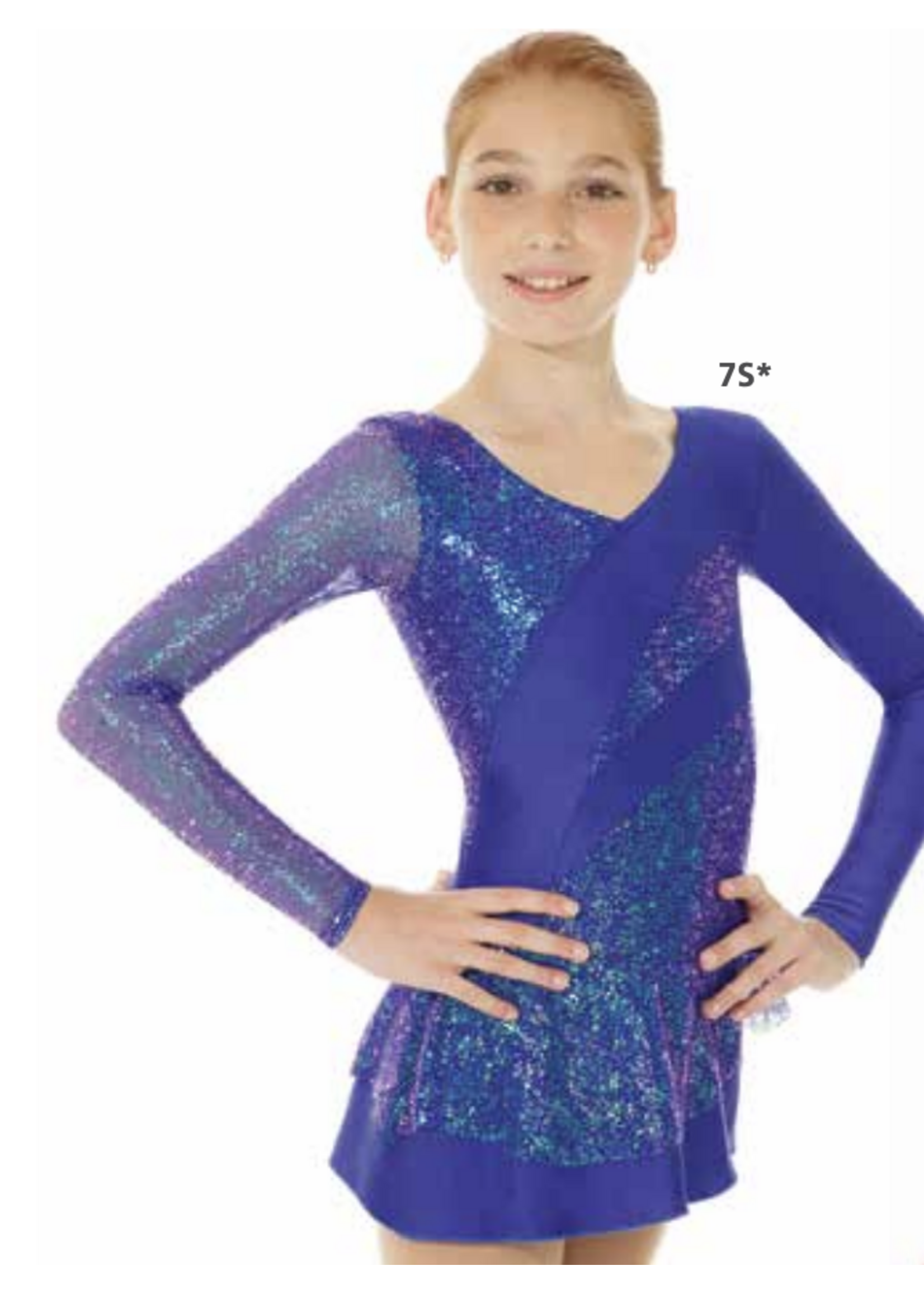MONDOR 661/667 SHIMMER SPARKLE ASYMMETRICAL CHILDRENS LONG SLEEVE SKATE DRESS