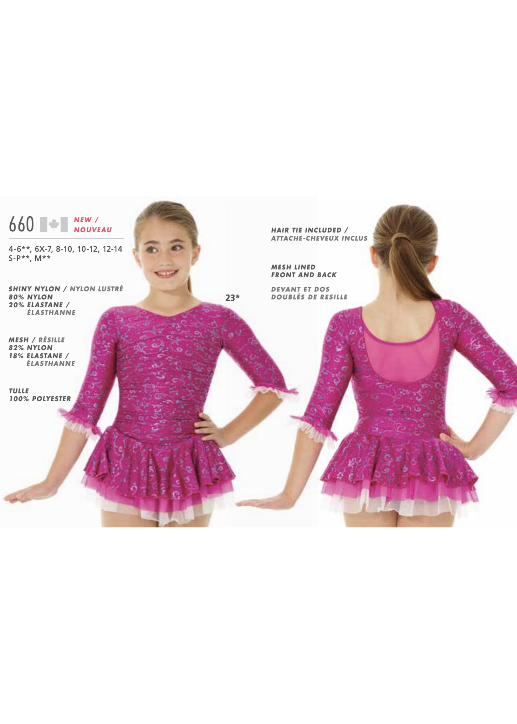 MONDOR CHILDRENS ROUCHED BODICE SPLATTER GLITTER LONG RUFFLED SLEEVE SKATE DRESS 660-23