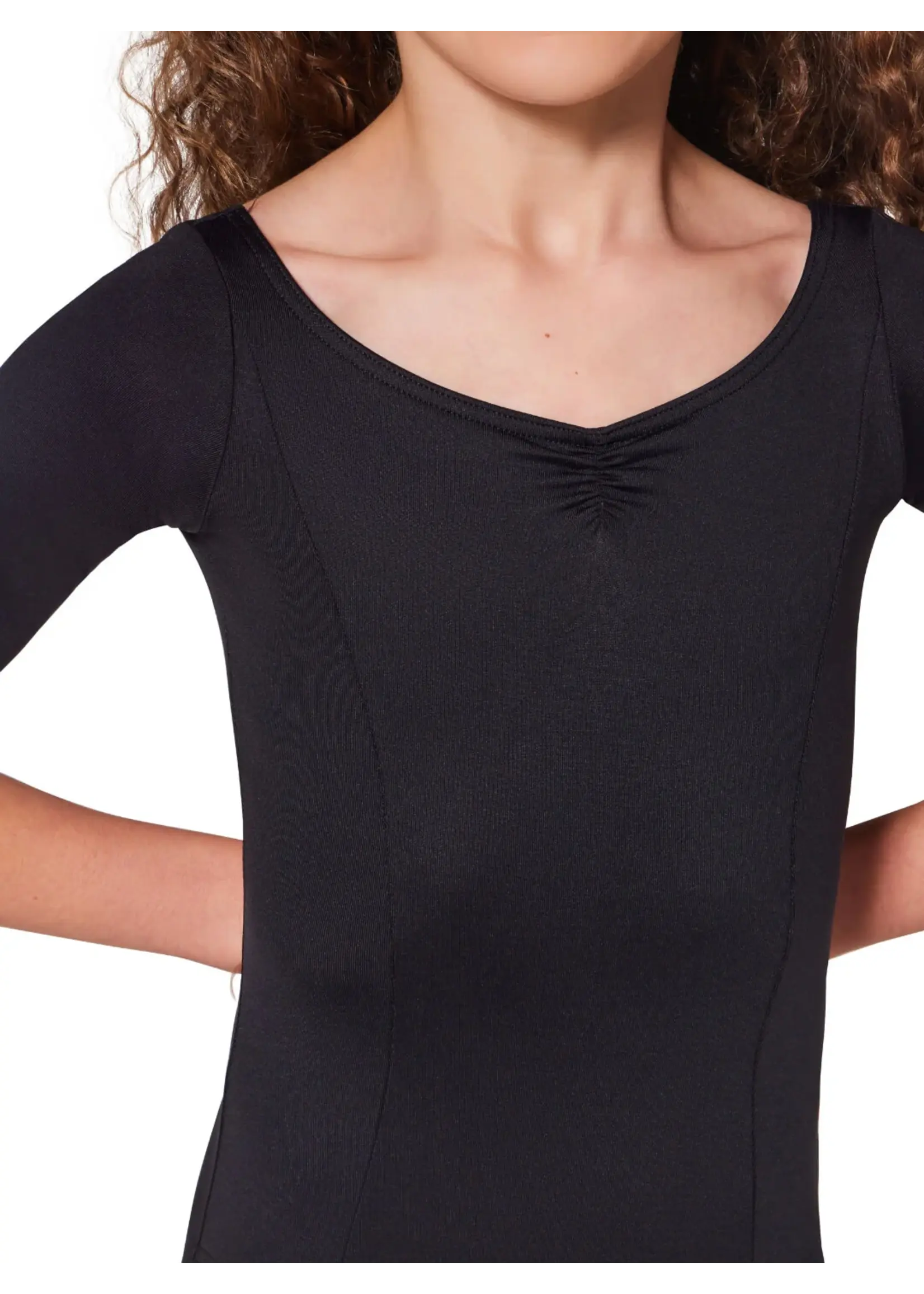 CAPEZIO & BUNHEADS ASE1013W STUDIO COLLECTION ADULT DUAL PINCH 3/4 SLEEVE LEOTARD