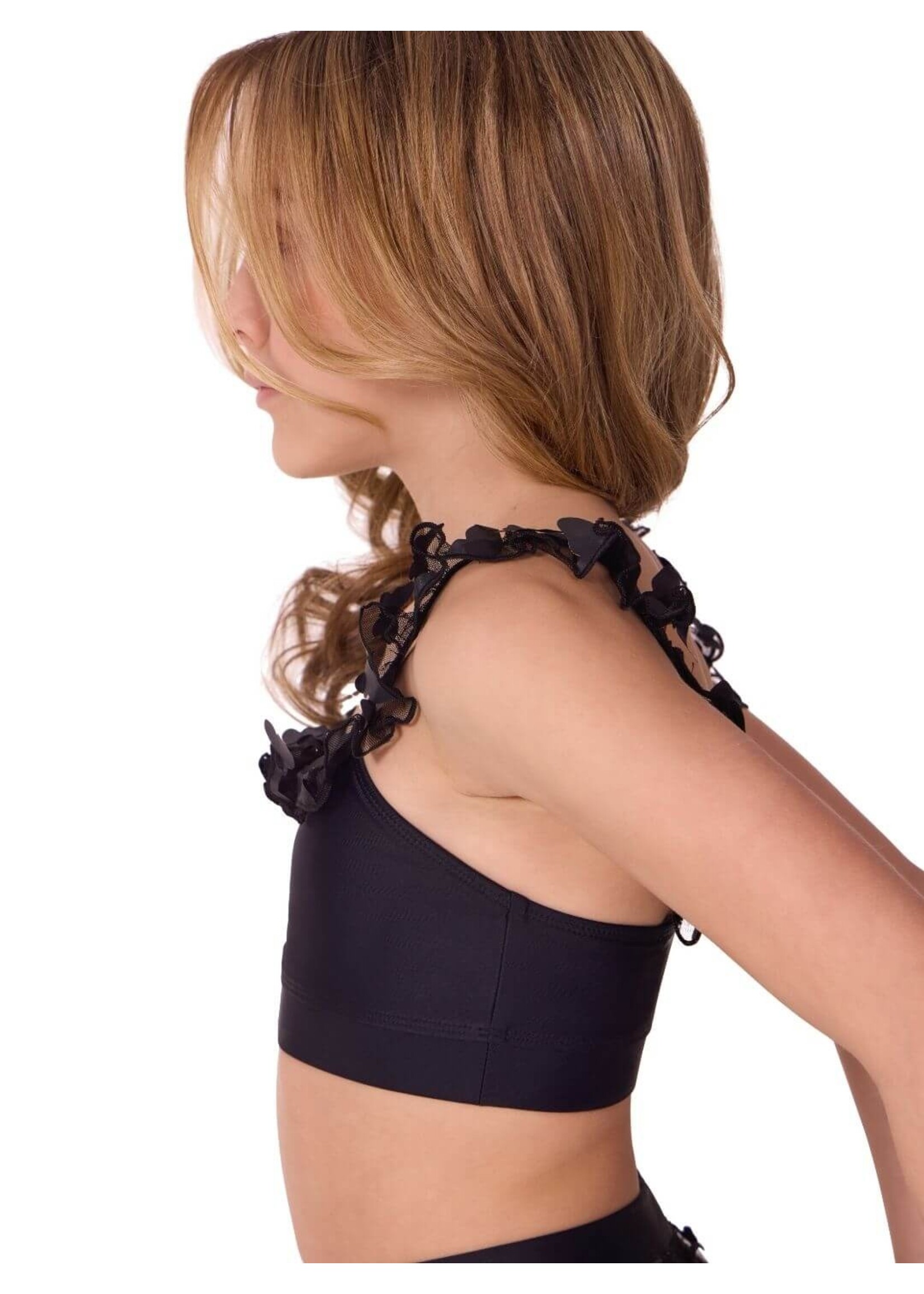 CAPEZIO & BUNHEADS AF12577C FLUTTER WING RUFFLE TRIMMED CAMISOLE BRA TOP