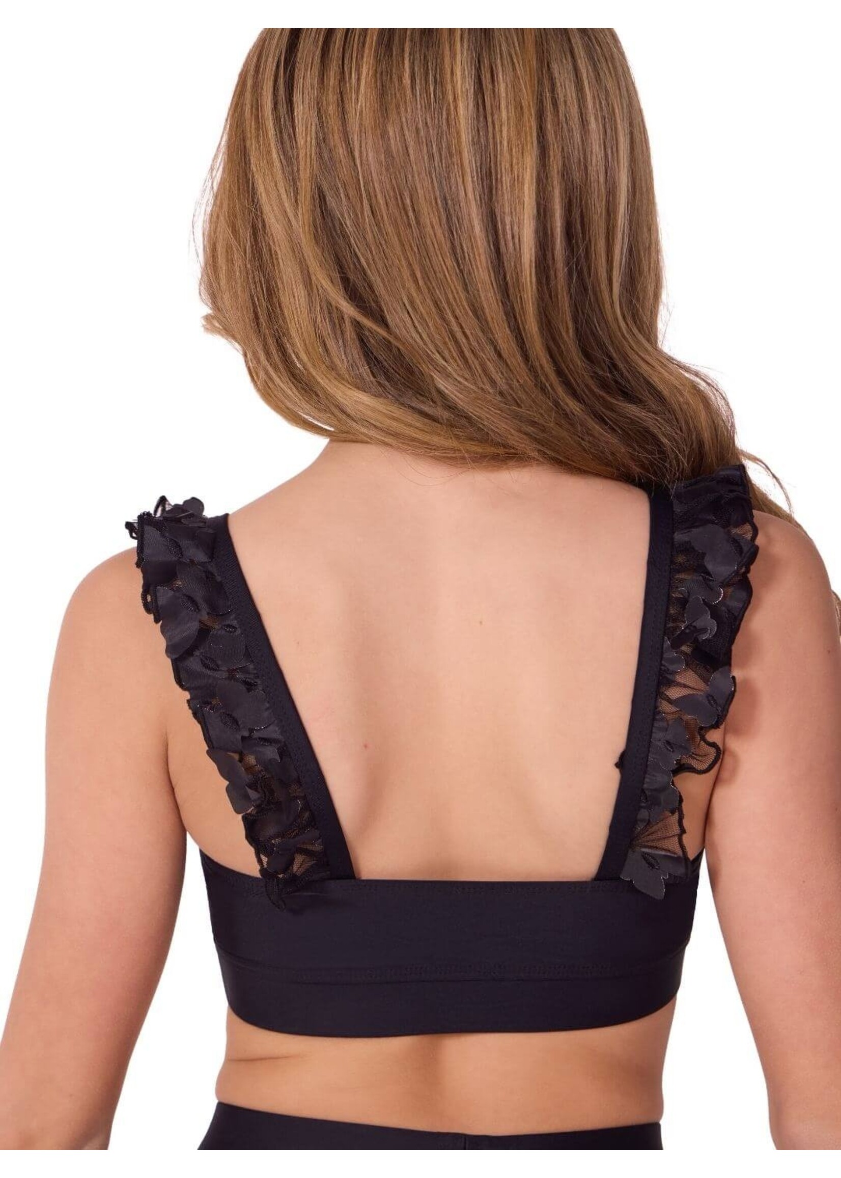 CAPEZIO & BUNHEADS AF12577C FLUTTER WING RUFFLE TRIMMED CAMISOLE BRA TOP