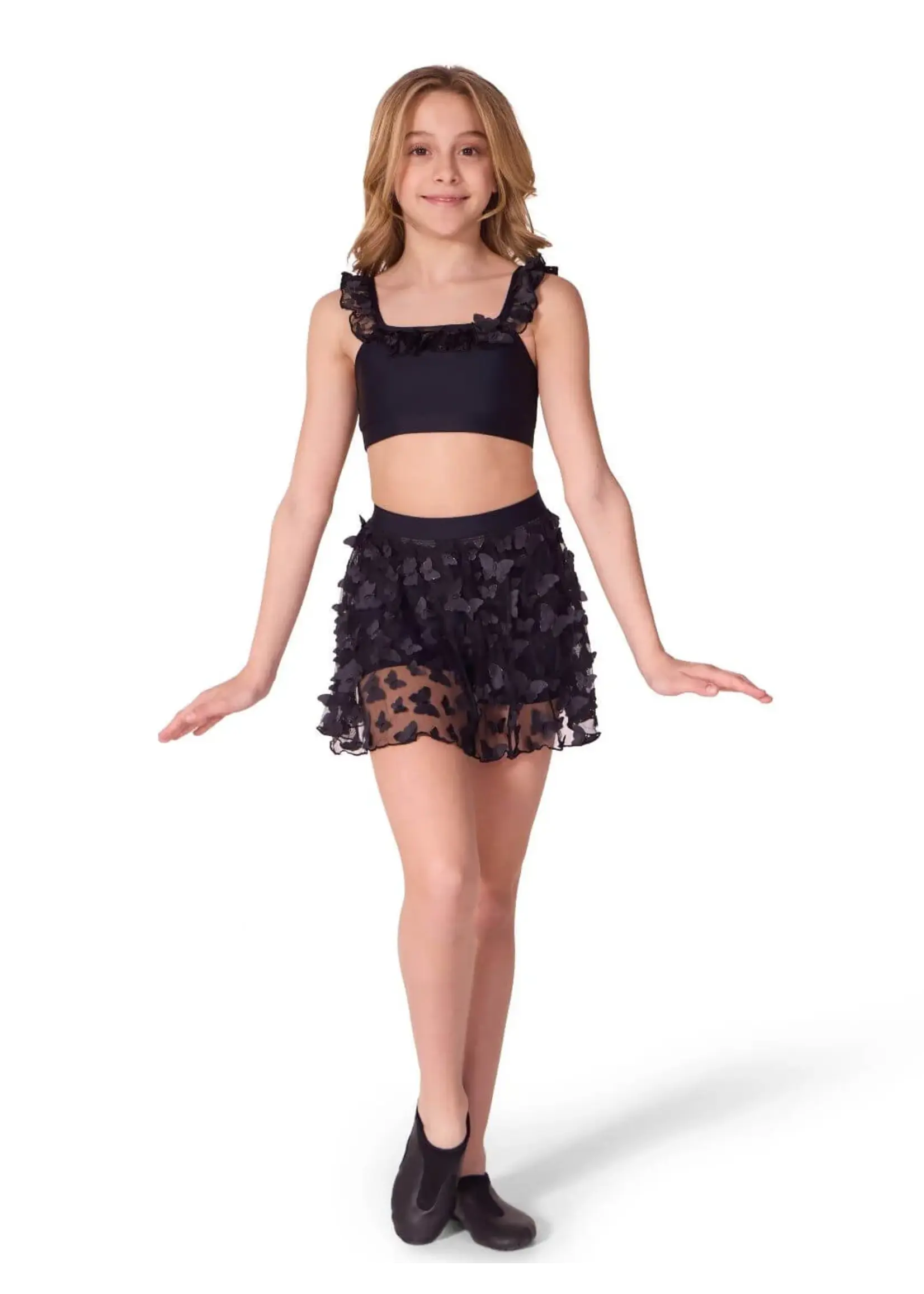 CAPEZIO & BUNHEADS AF12577C FLUTTER WING RUFFLE TRIMMED CAMISOLE BRA TOP