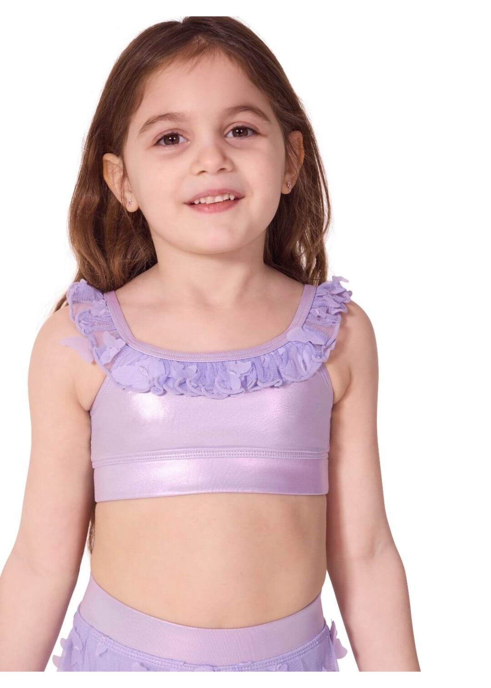 CAPEZIO & BUNHEADS AF12577C FLUTTER WING RUFFLE TRIMMED CAMISOLE BRA TOP