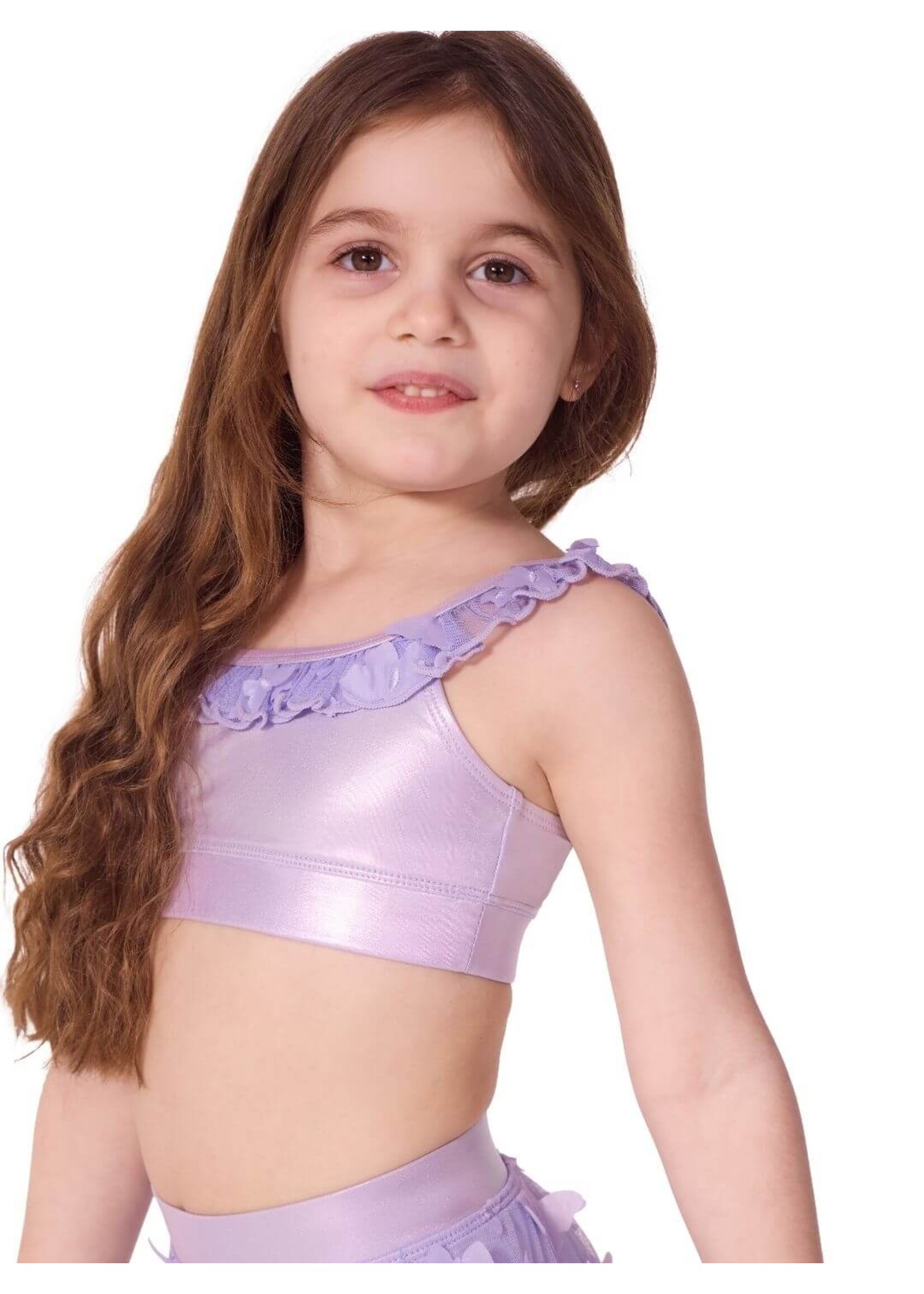 CAPEZIO & BUNHEADS AF12577C FLUTTER WING RUFFLE TRIMMED CAMISOLE BRA TOP