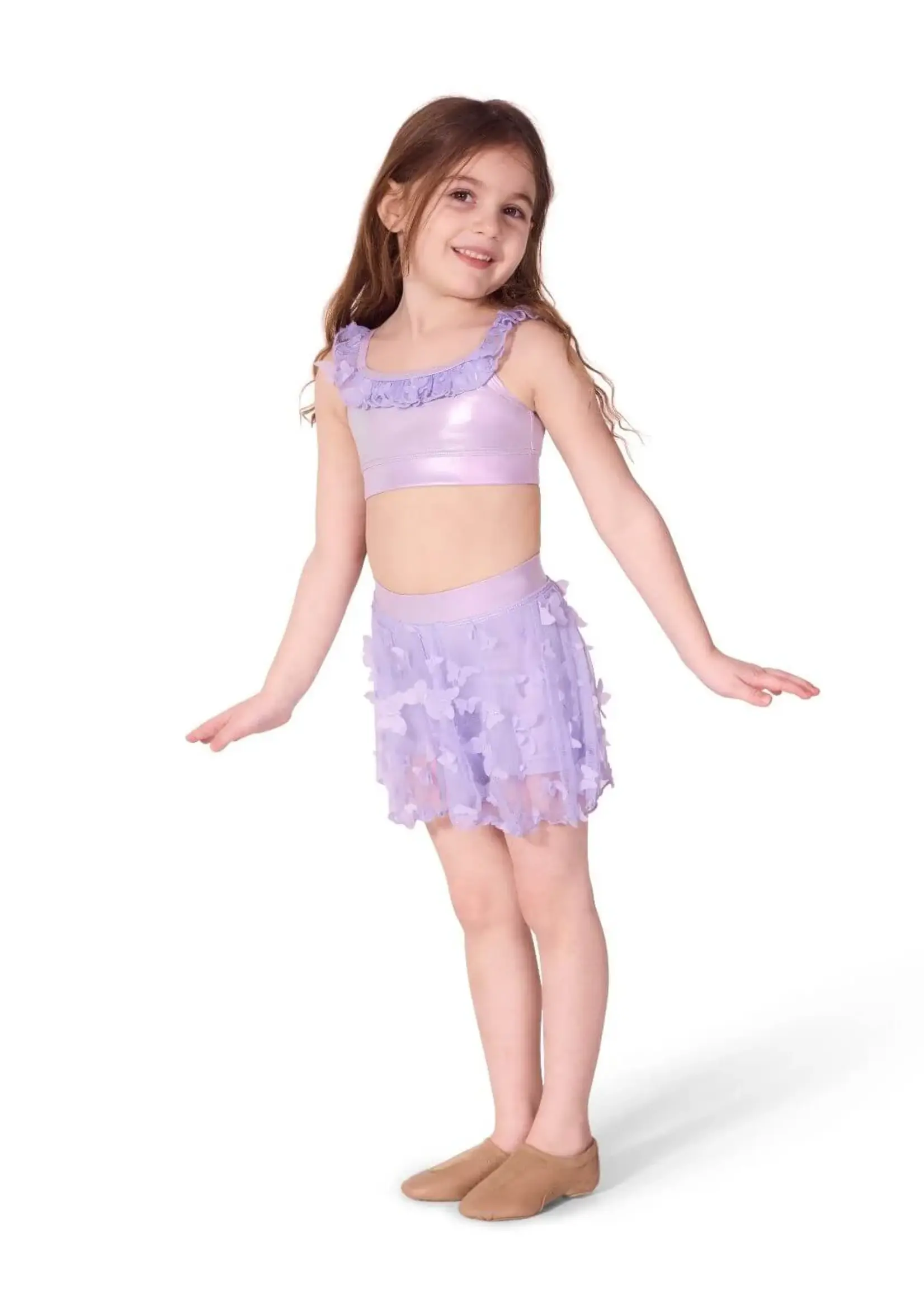CAPEZIO & BUNHEADS AF12577C FLUTTER WING RUFFLE TRIMMED CAMISOLE BRA TOP