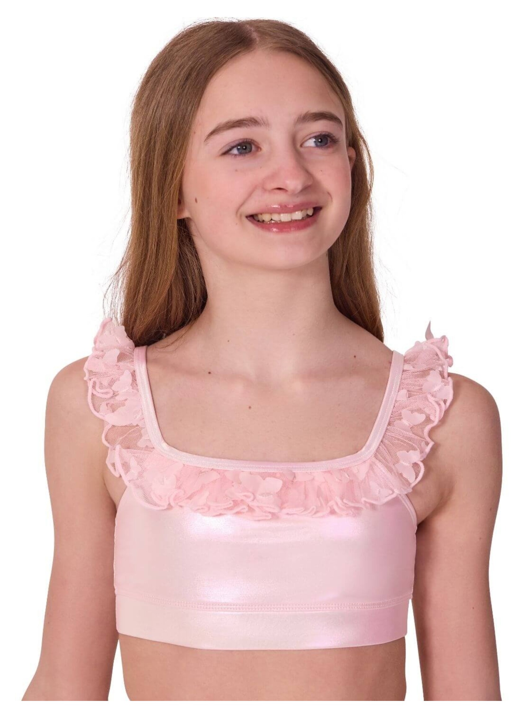 CAPEZIO & BUNHEADS AF12577C FLUTTER WING RUFFLE TRIMMED CAMISOLE BRA TOP