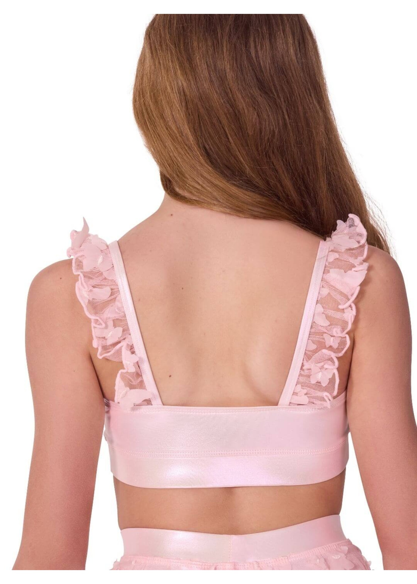 CAPEZIO & BUNHEADS AF12577C FLUTTER WING RUFFLE TRIMMED CAMISOLE BRA TOP
