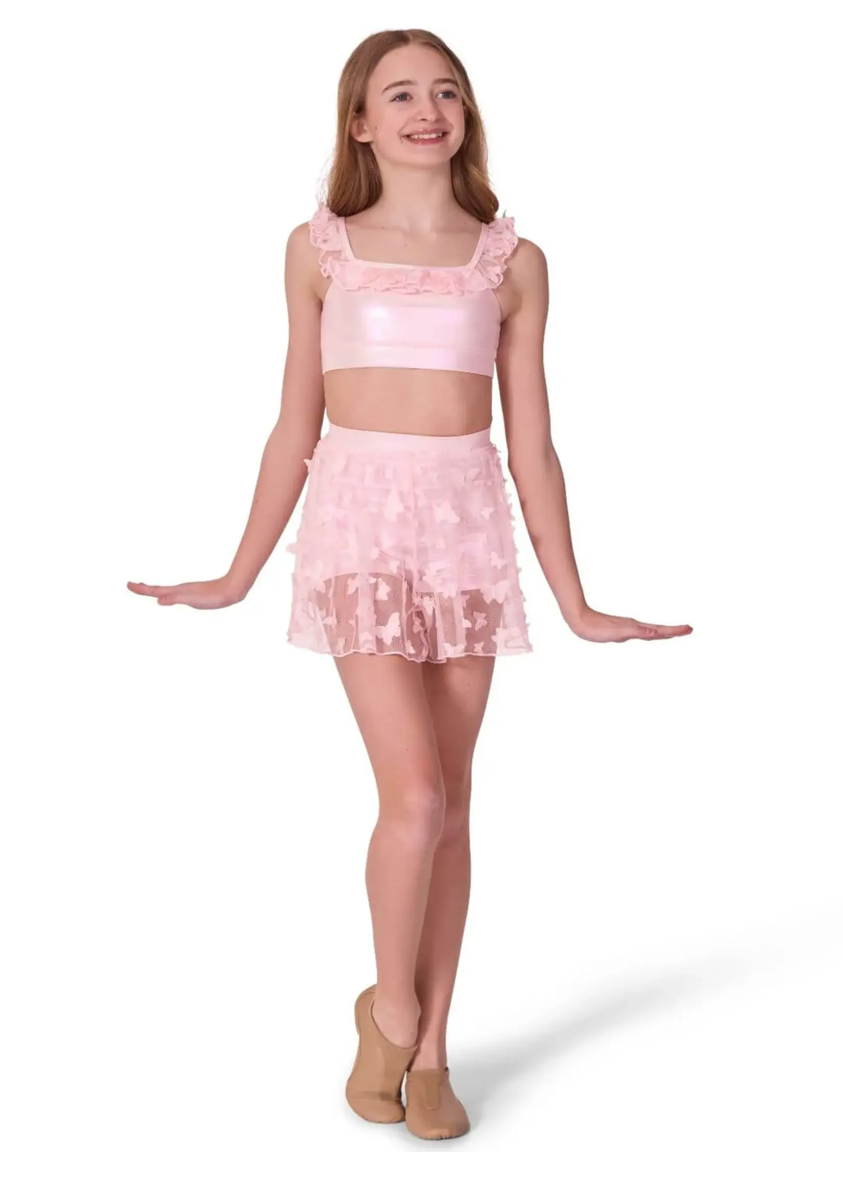 CAPEZIO & BUNHEADS AF12577C FLUTTER WING RUFFLE TRIMMED CAMISOLE BRA TOP