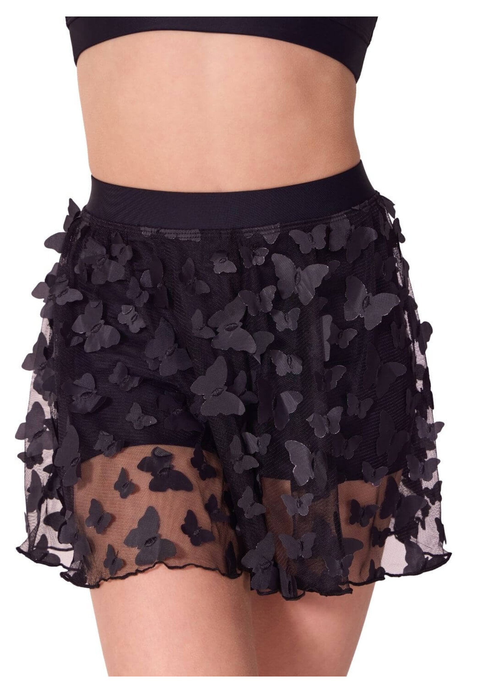 CAPEZIO & BUNHEADS AF12578C FLUTTER FLIT BUTTERFLY MESH SKORT