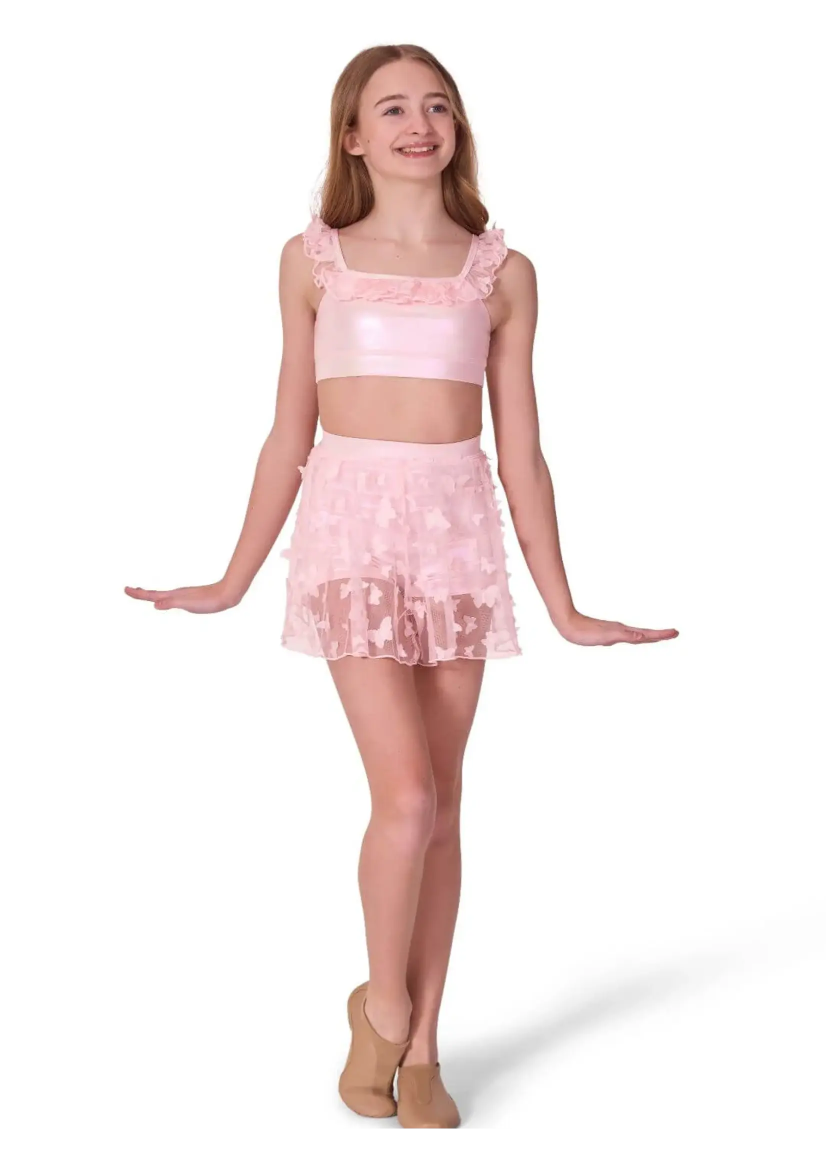 CAPEZIO & BUNHEADS AF12578C FLUTTER FLIT BUTTERFLY MESH SKORT