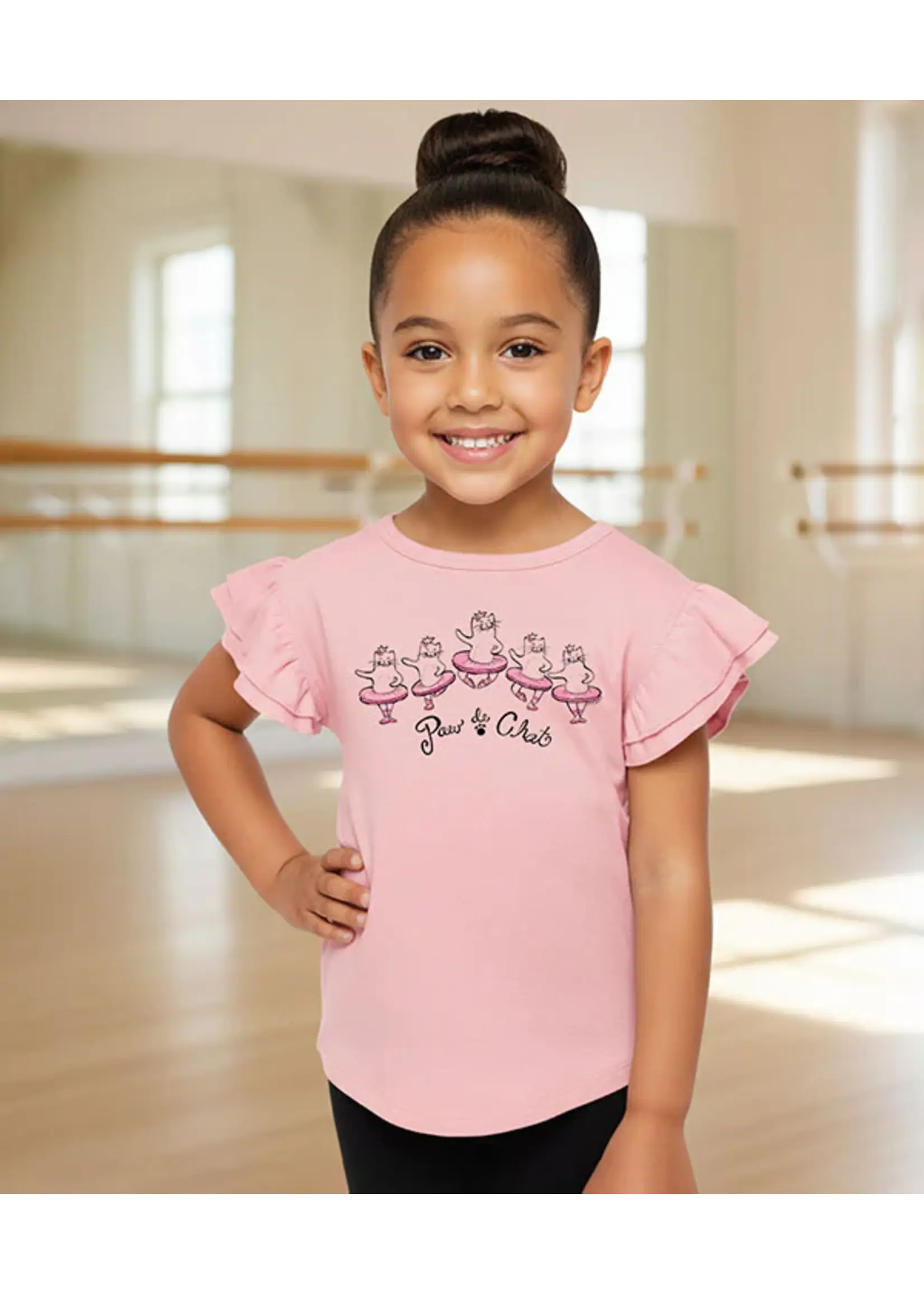 COVET DANCE PAW DE CHAT FLUTTER SLEEVE TSHIRT