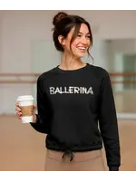COVET DANCE TOE TAPE BALLERINA L/S CROPPED PULLOVER CINCHED SWEATSHIRT