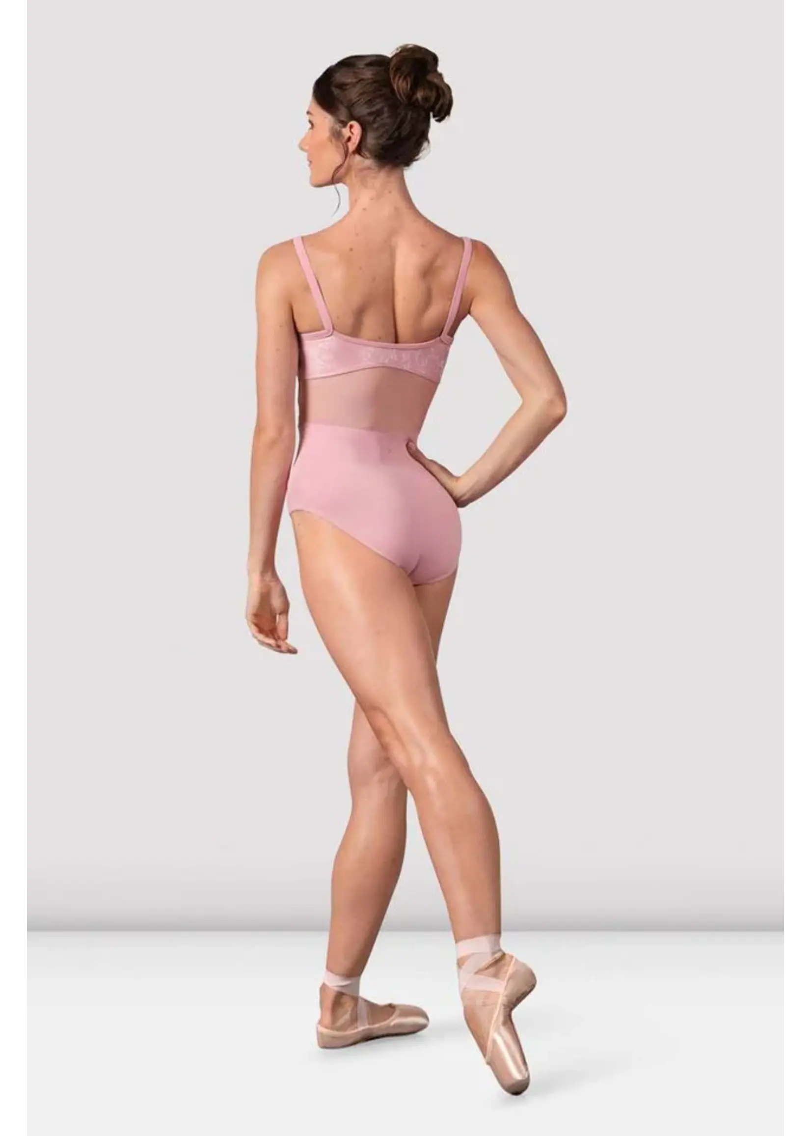 BLOCH & MIRELLA L50008 ANNA MESH BACK TANK LEOTARD WITH FLORAL DETAIL