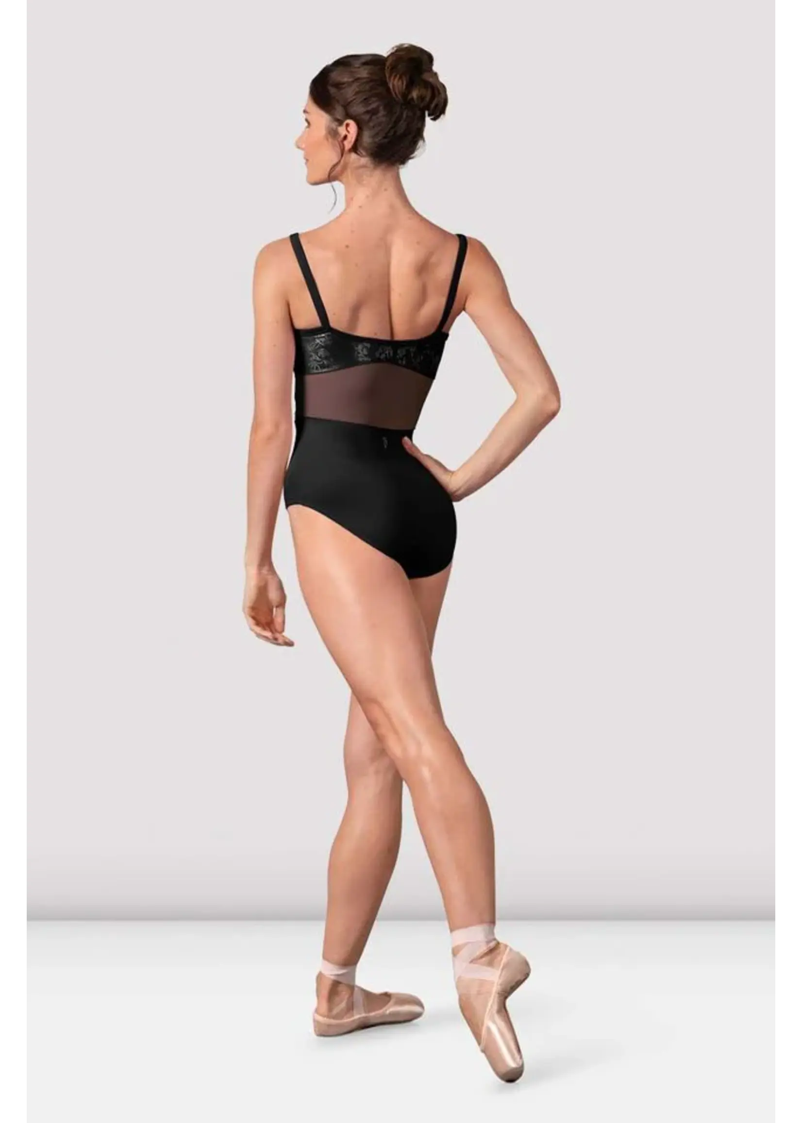 BLOCH & MIRELLA L50008 ANNA MESH BACK TANK LEOTARD WITH FLORAL DETAIL