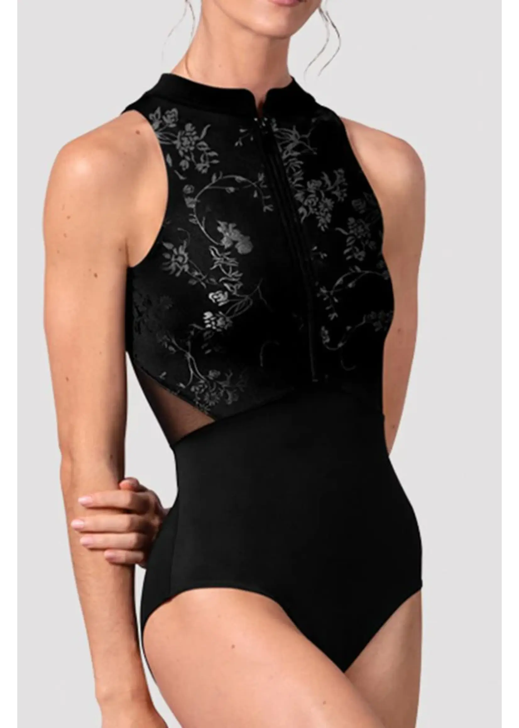 BLOCH & MIRELLA L40008 CASEY FRONT ZIP HALTER LEOTARD