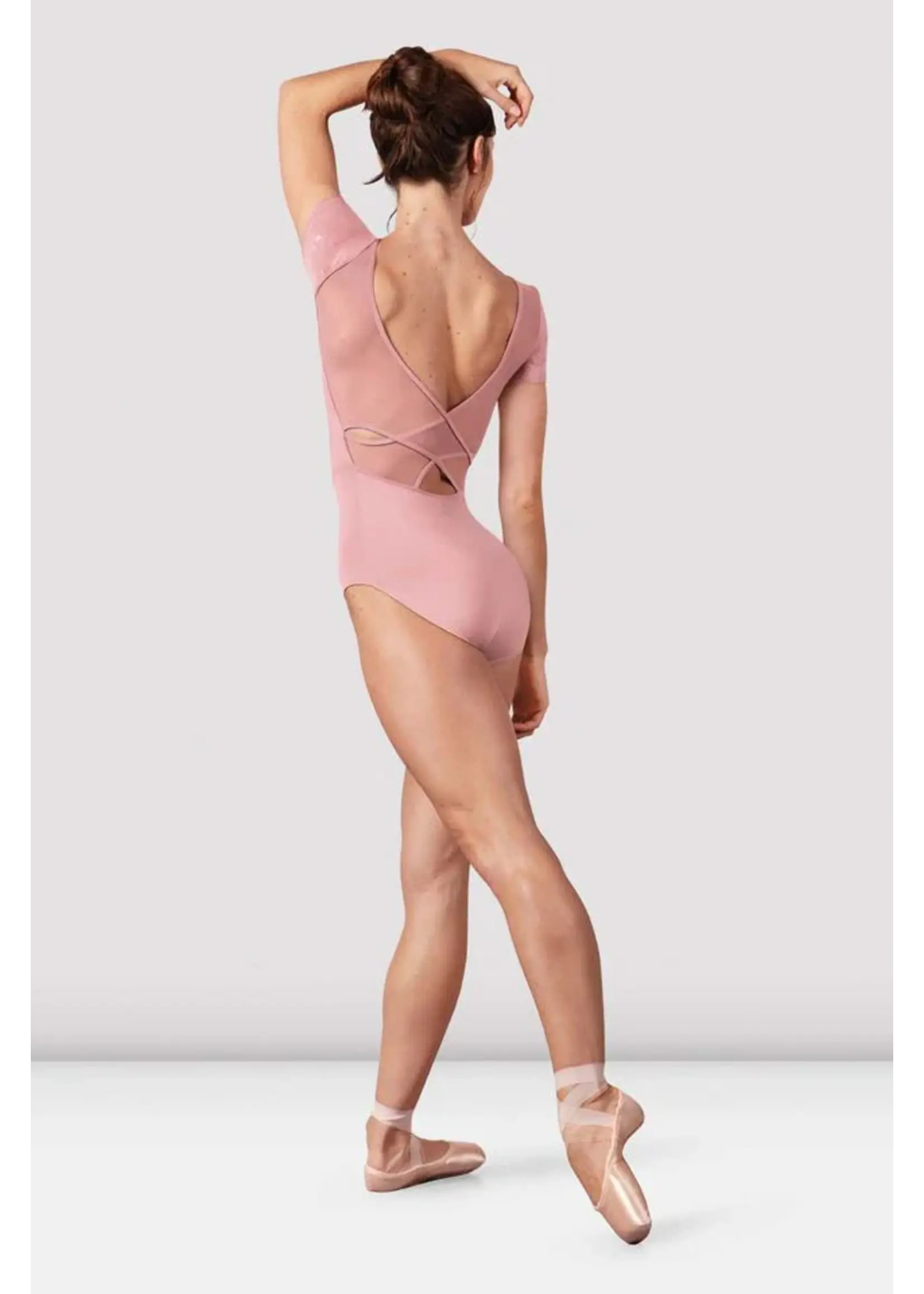 BLOCH & MIRELLA L20006 CHRISTINA CAP SLEEVE LEOTARD WITH FLORAL DETAIL