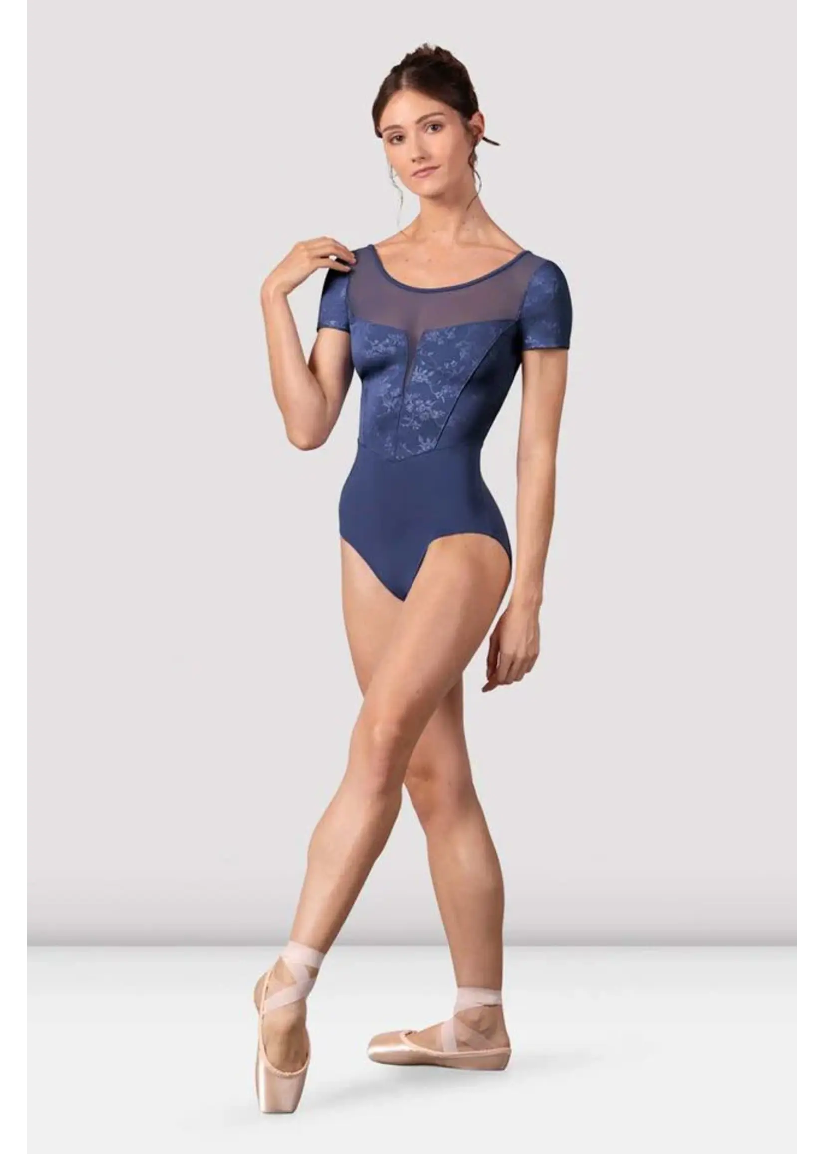 BLOCH & MIRELLA L20006 CHRISTINA CAP SLEEVE LEOTARD WITH FLORAL DETAIL