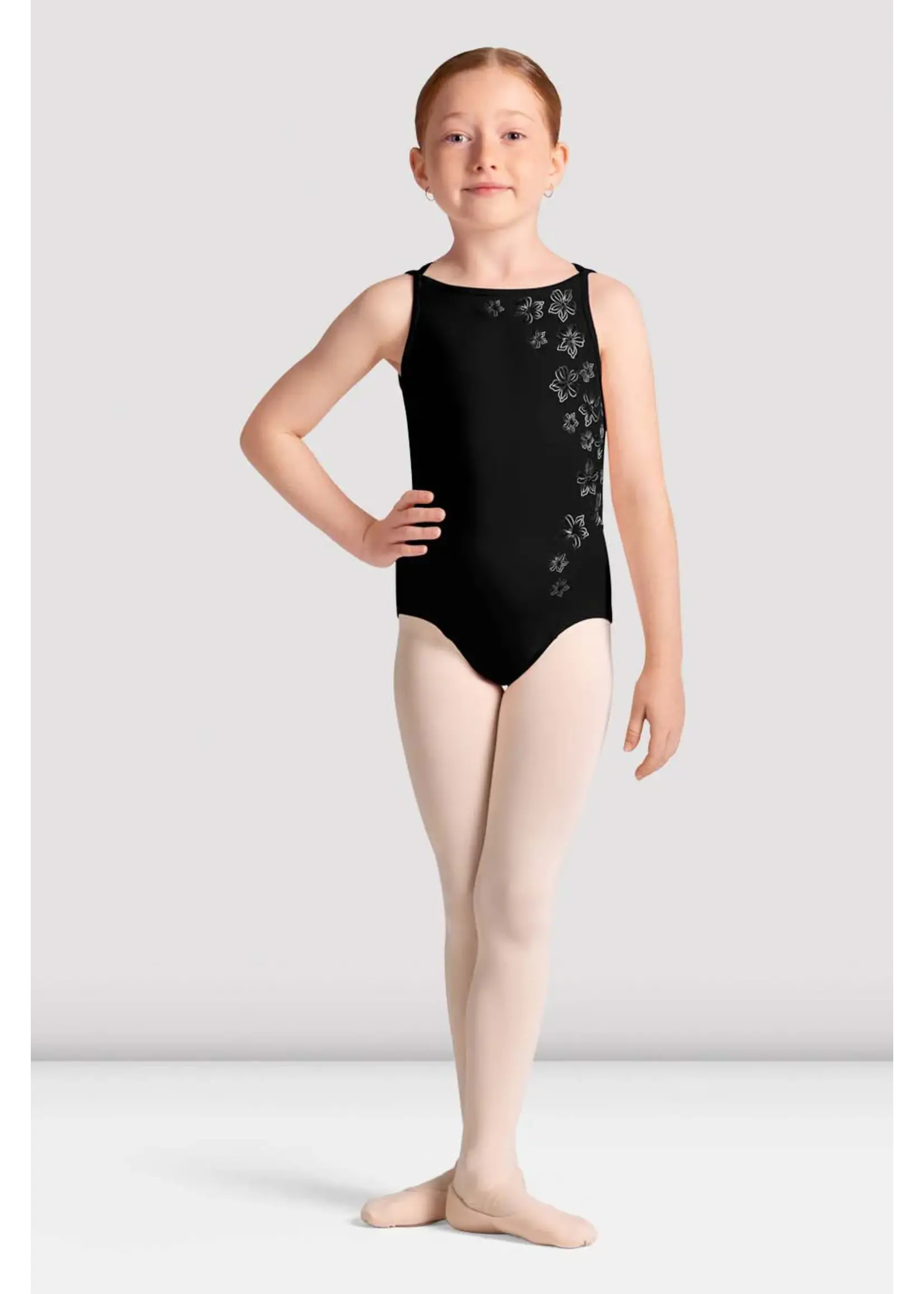 BLOCH & MIRELLA CL40009 CLARA BOAT NECK CAMISOLE LEOTARD WITH METALLIC FLORAL PRINT