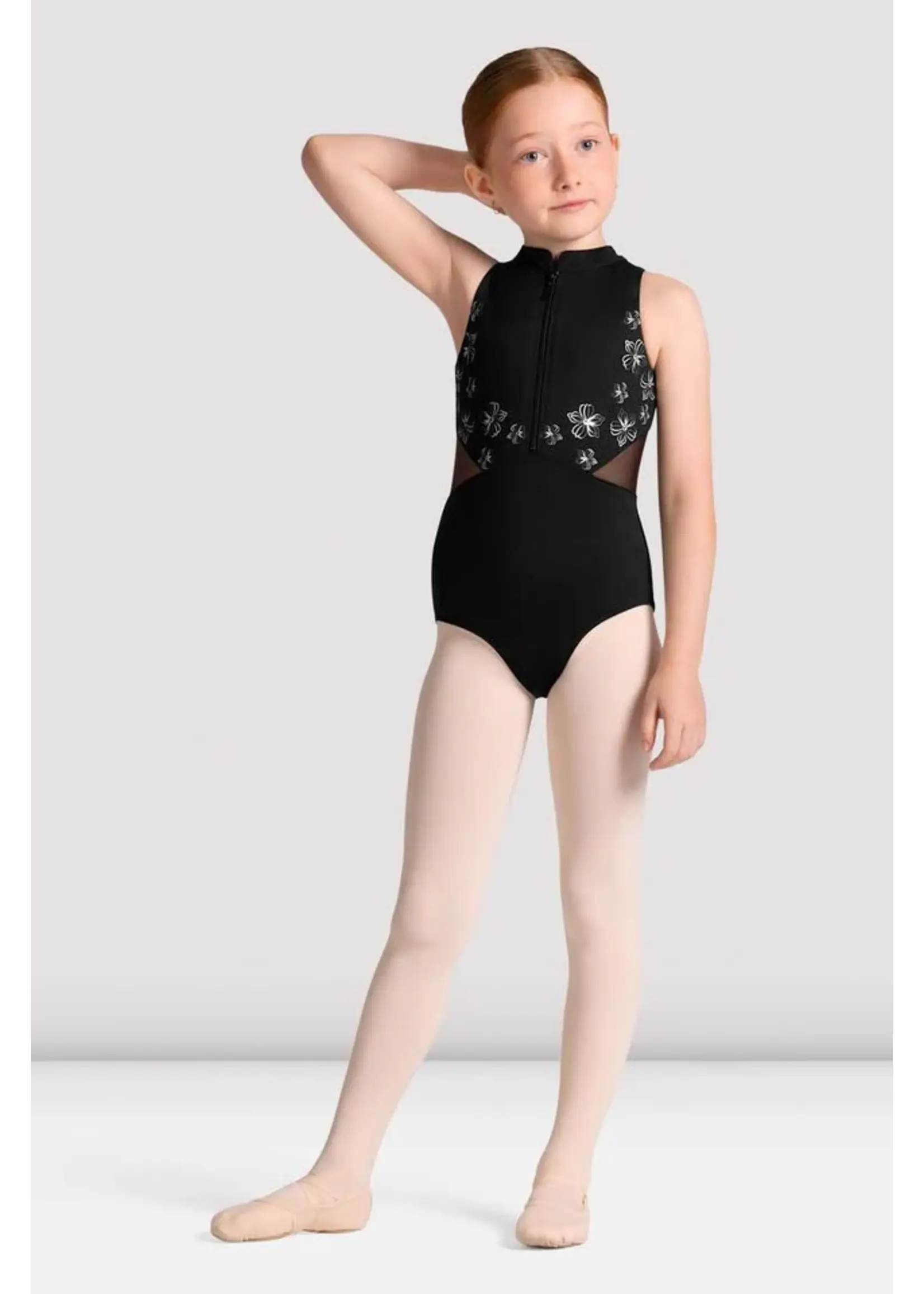 BLOCH & MIRELLA CL40011 CAYLA FRONT ZIP HALTER LEOTARD WITH METALLIC DETAIL